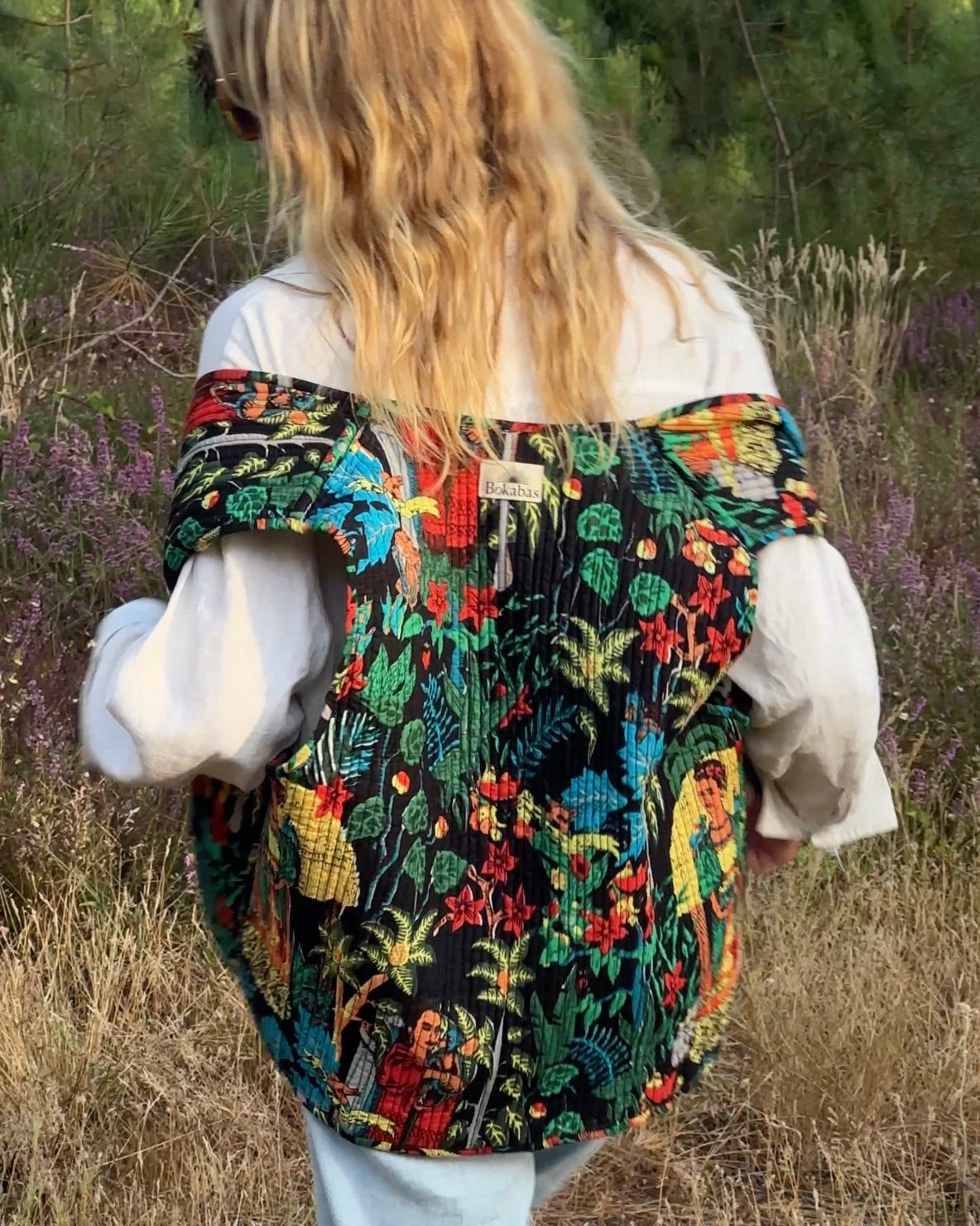 Veste sans manches réversible en coton matelassé - FRIDA Noir - Bokabas Sac (Image 3)