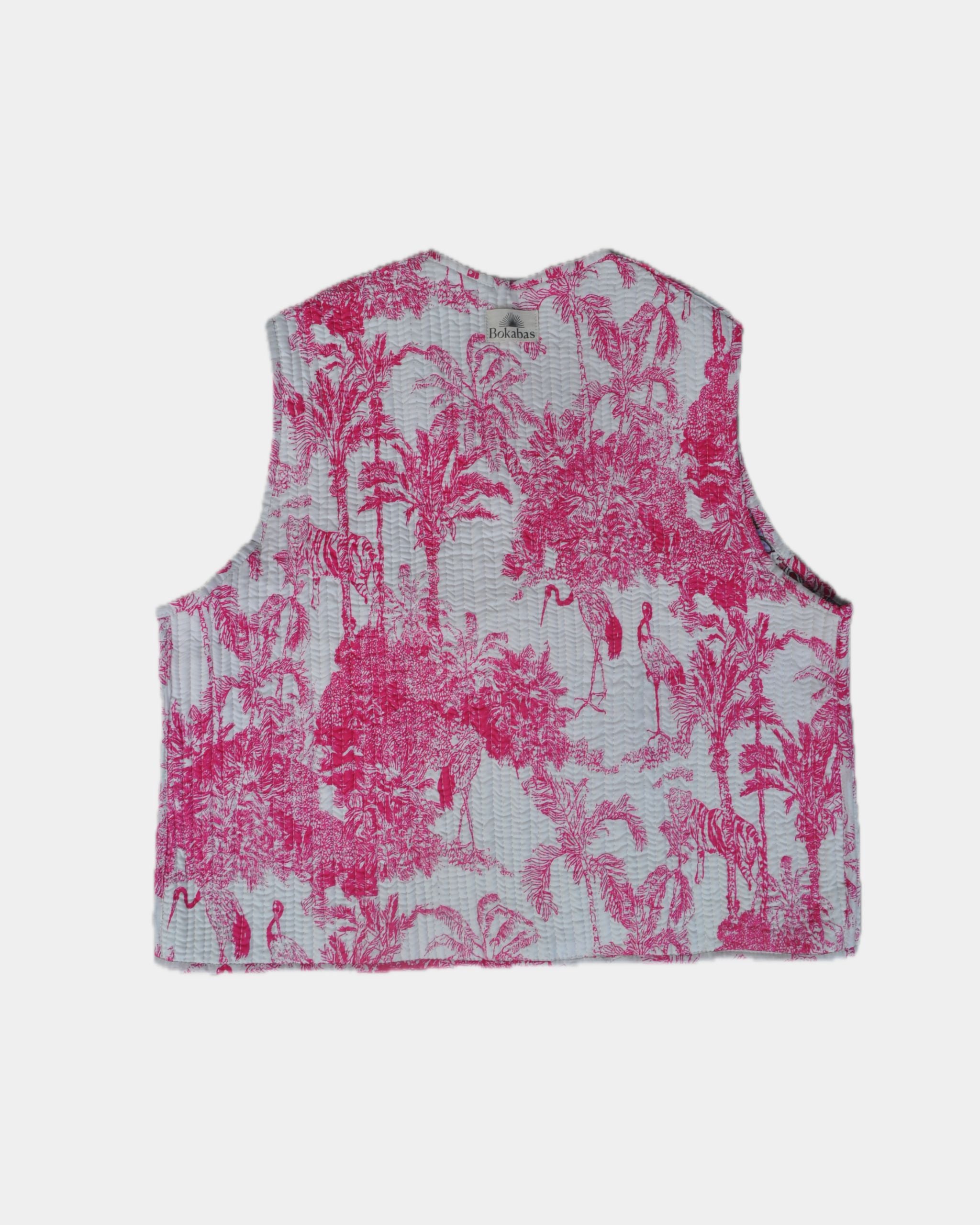 Veste sans manches réversible en coton matelassé - JOUY Rose - Bokabas Sac (Image 3)
