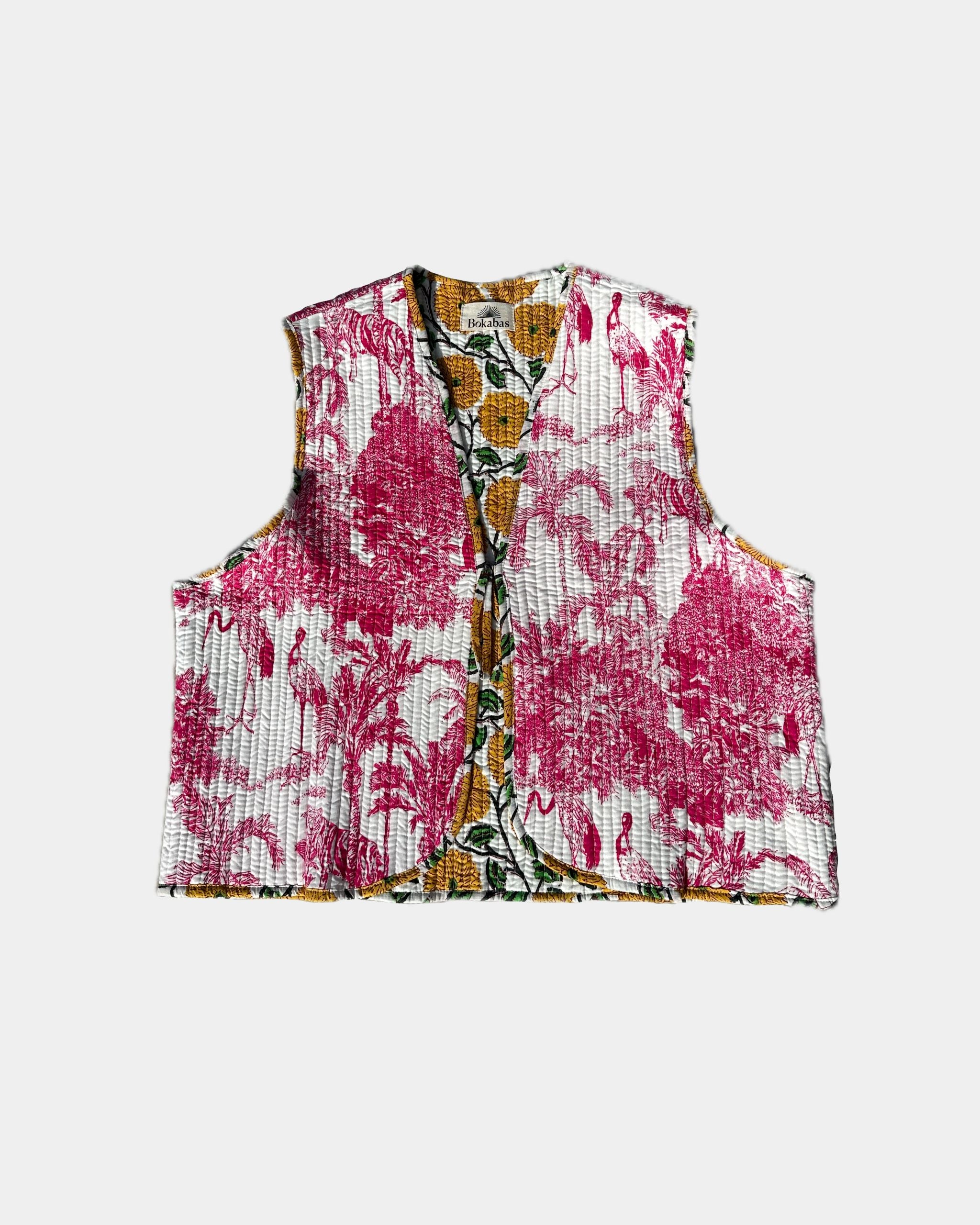 Veste sans manches réversible en coton matelassé - PISSENLIT Blanc - Bokabas Sac (Image 4)