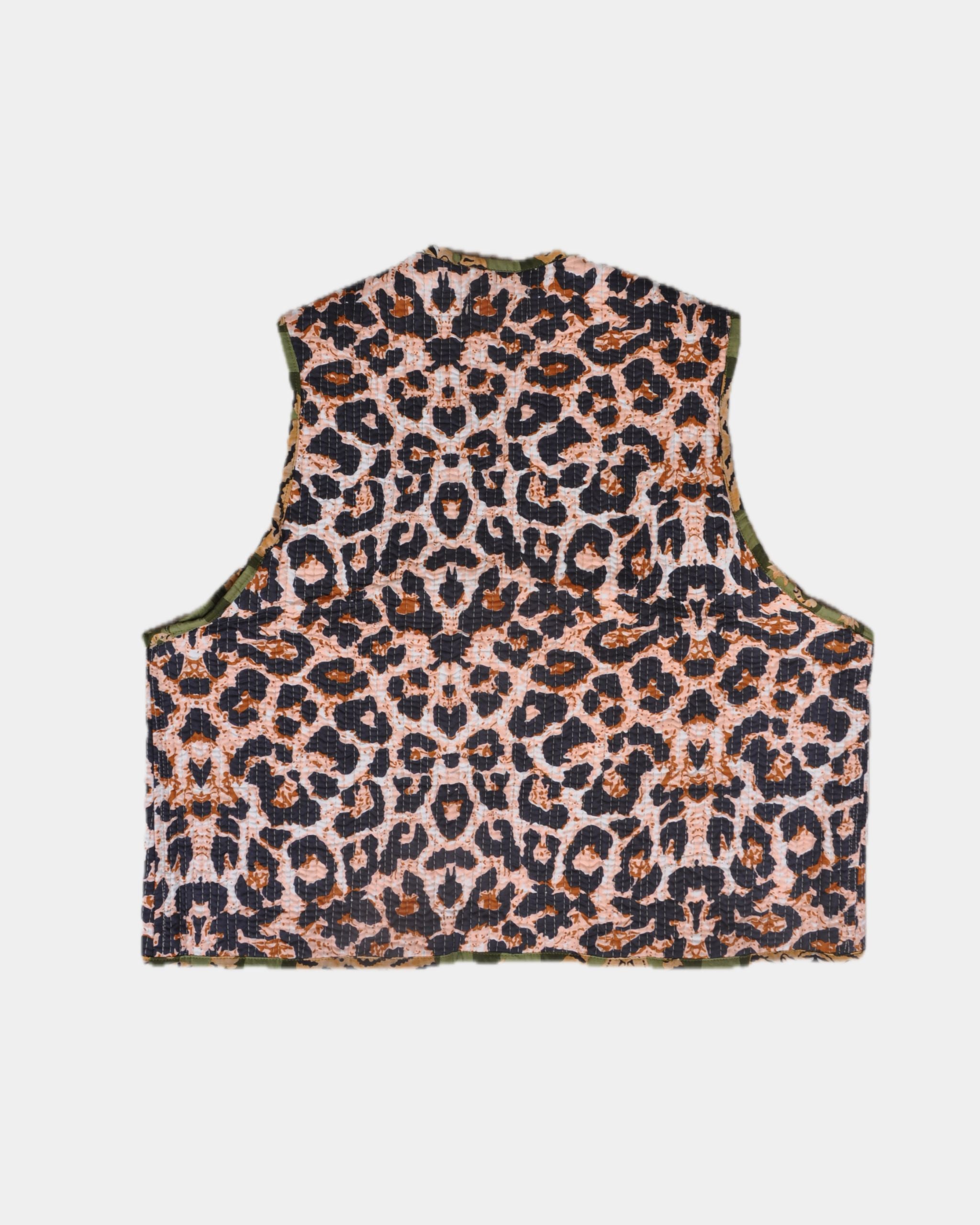 Veste sans manches réversible en coton matelassé - TIGRE Vert - Bokabas Sac (Image 4)