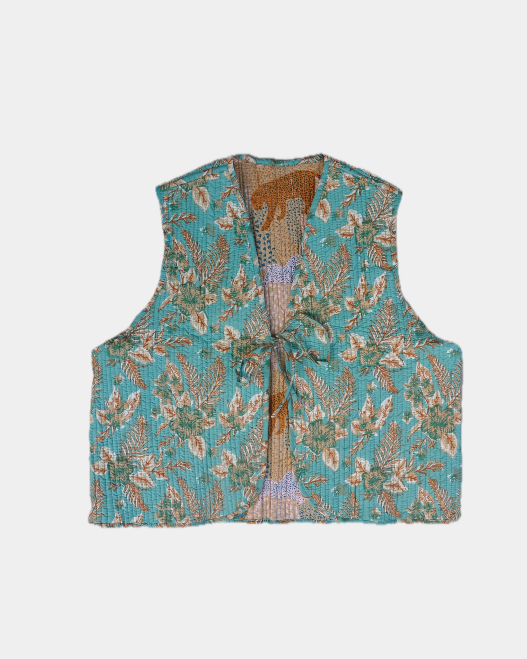 Veste sans manches réversible en coton matelassé - TURQUOISE - Bokabas Sac (Image 1)
