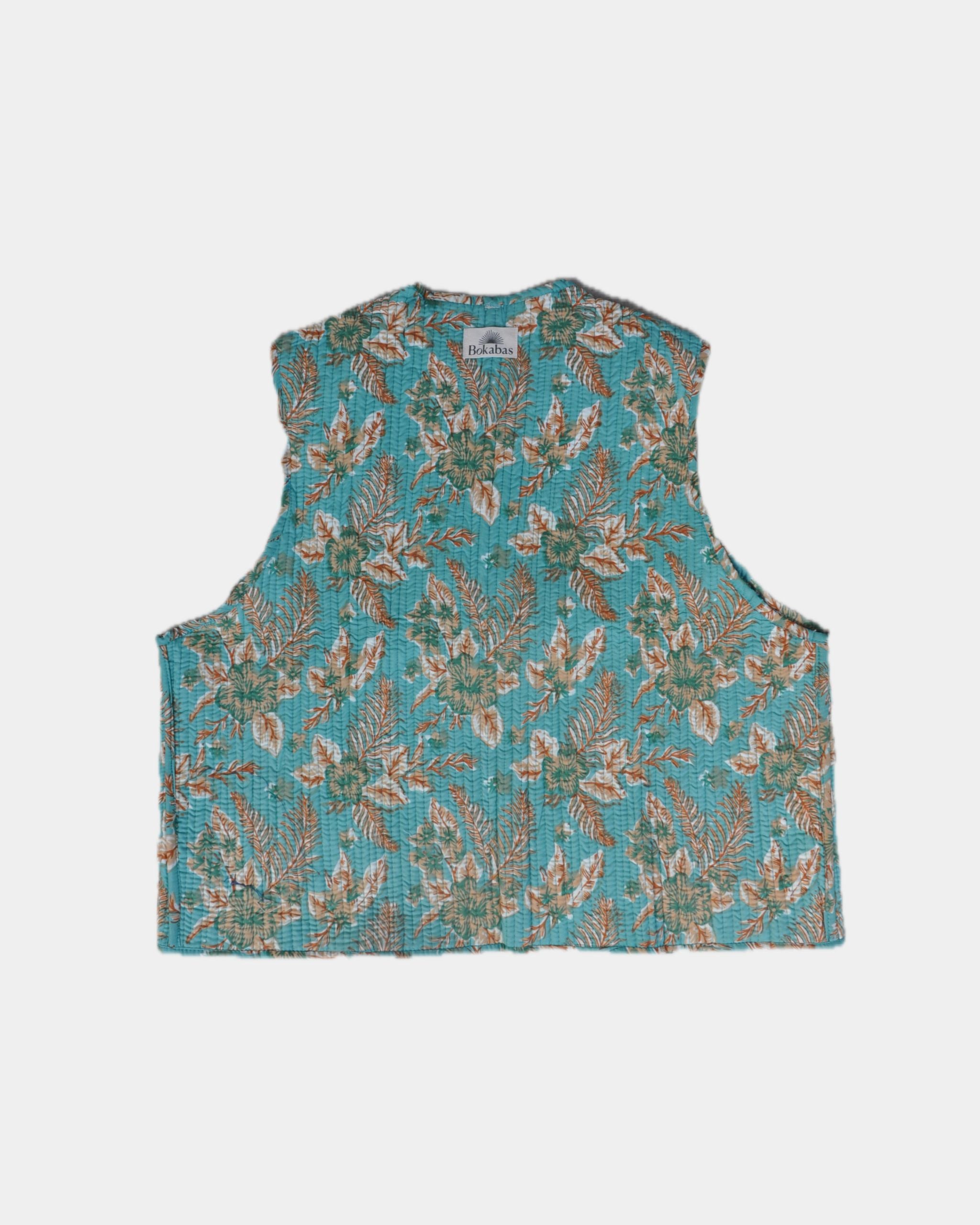 Veste sans manches réversible en coton matelassé - TURQUOISE - Bokabas Sac (Image 2)