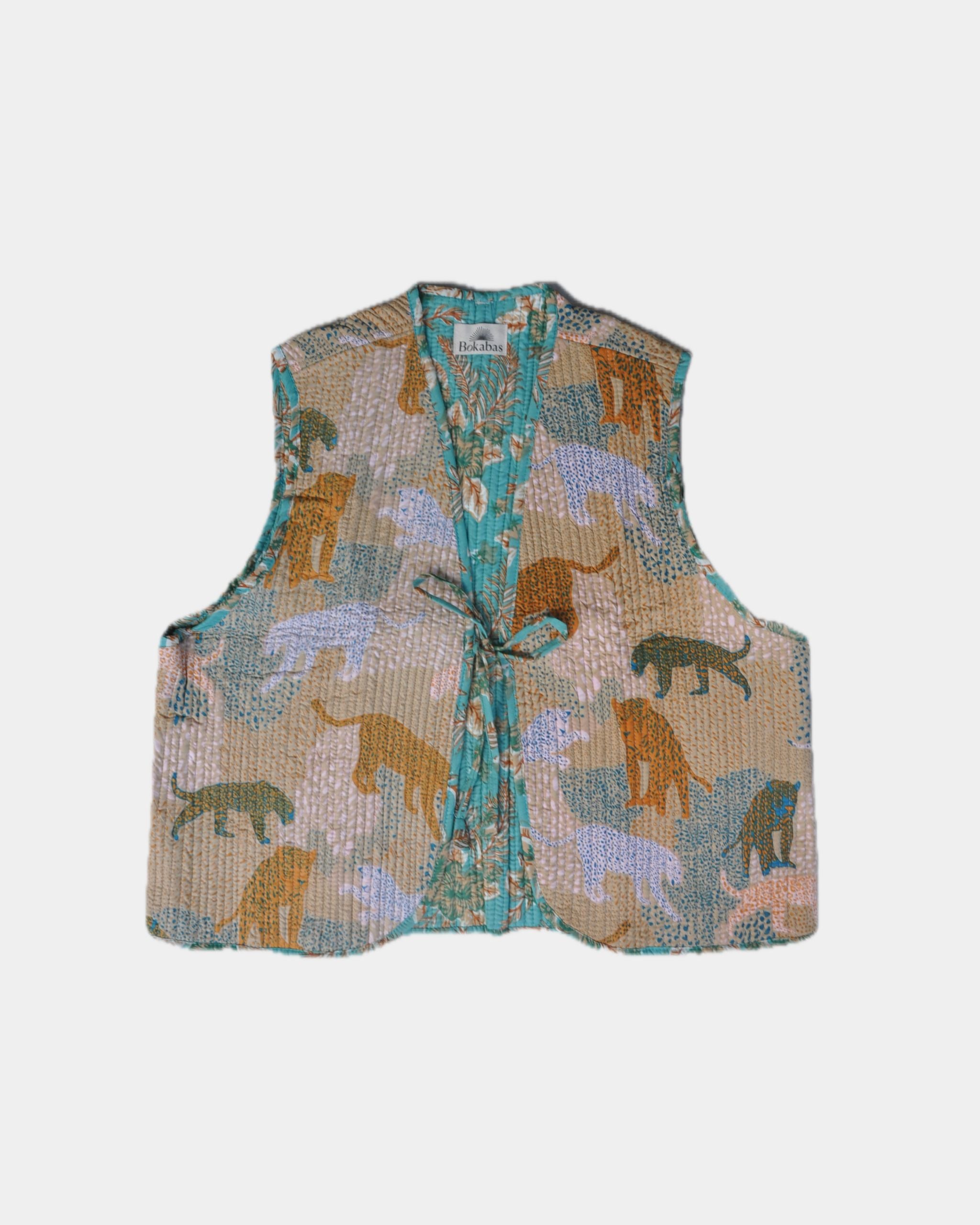 Veste sans manches réversible en coton matelassé - TURQUOISE - Bokabas Sac (Image 3)
