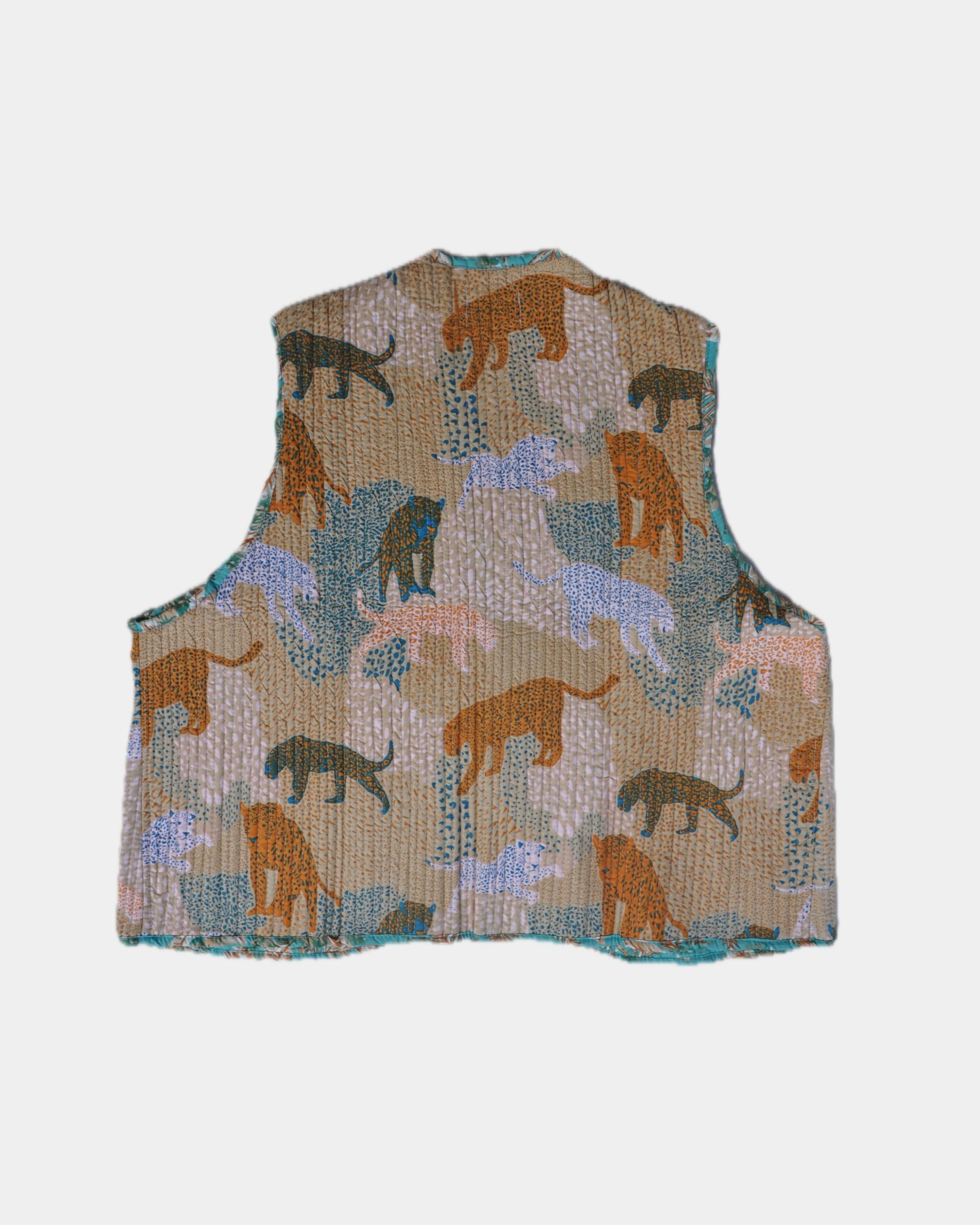 Veste sans manches réversible en coton matelassé - TURQUOISE - Bokabas Sac (Image 4)