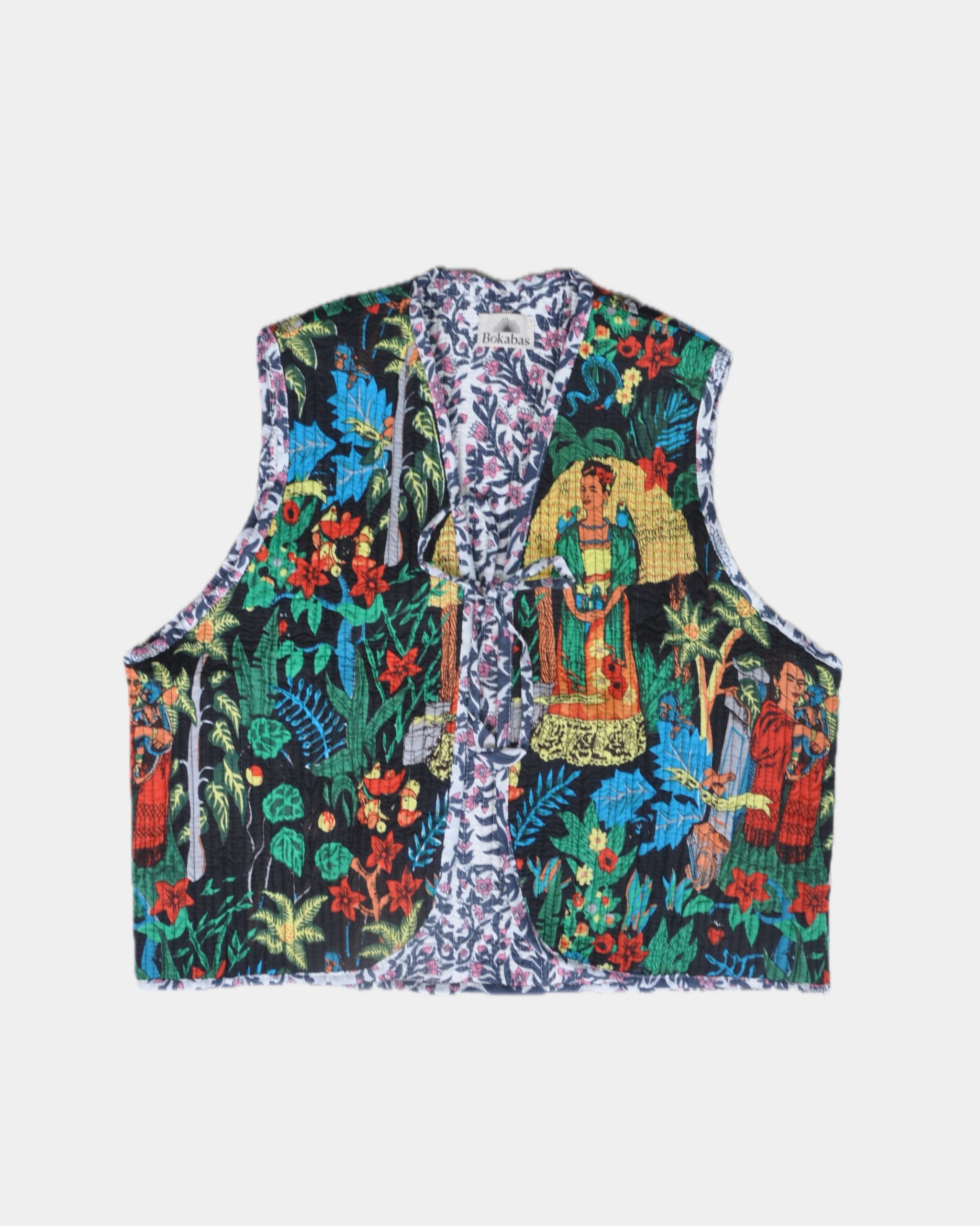 Veste sans manches réversible en coton matelassé - VAL Bleu & Rose - Bokabas Sac (Image 3)