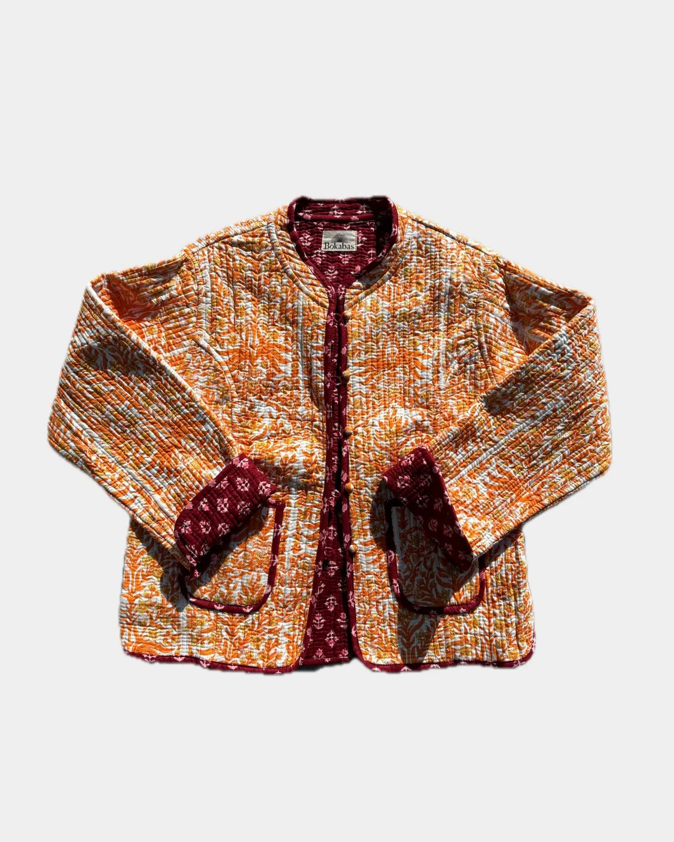 Wendbare, ärmellose Steppjacke aus Baumwolle – VAL Blau &amp; Pink