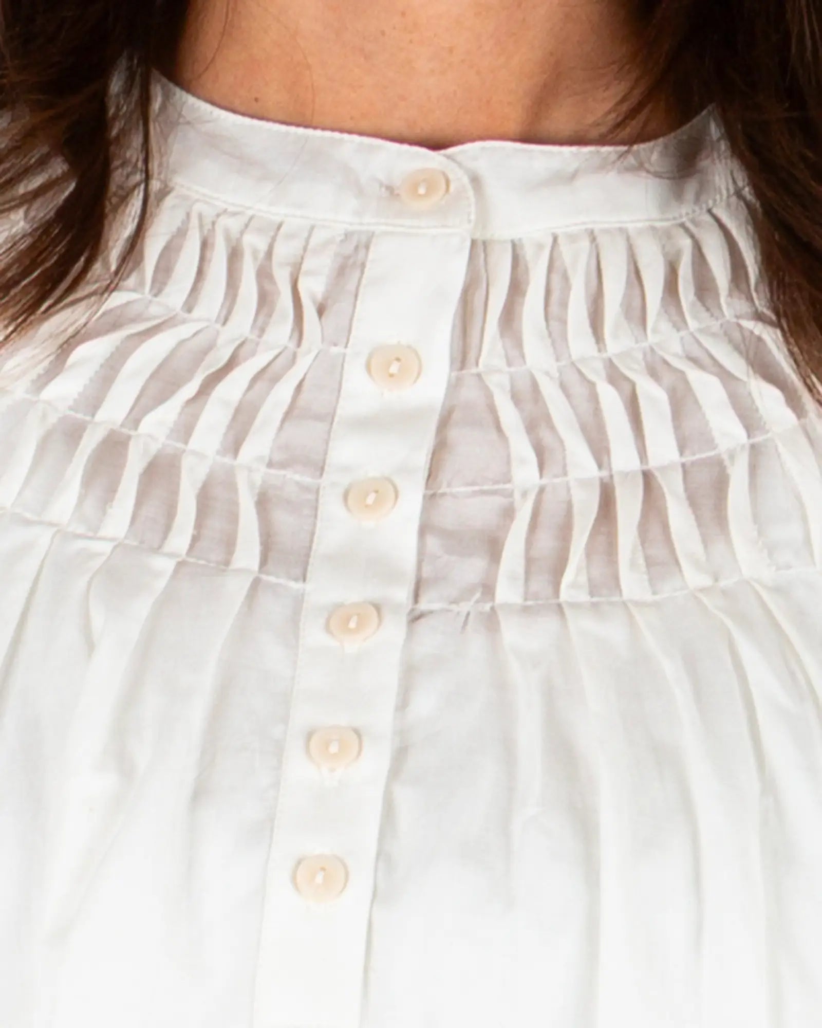 Blusa donna in voile di cotone ricamato Bianco e Blu