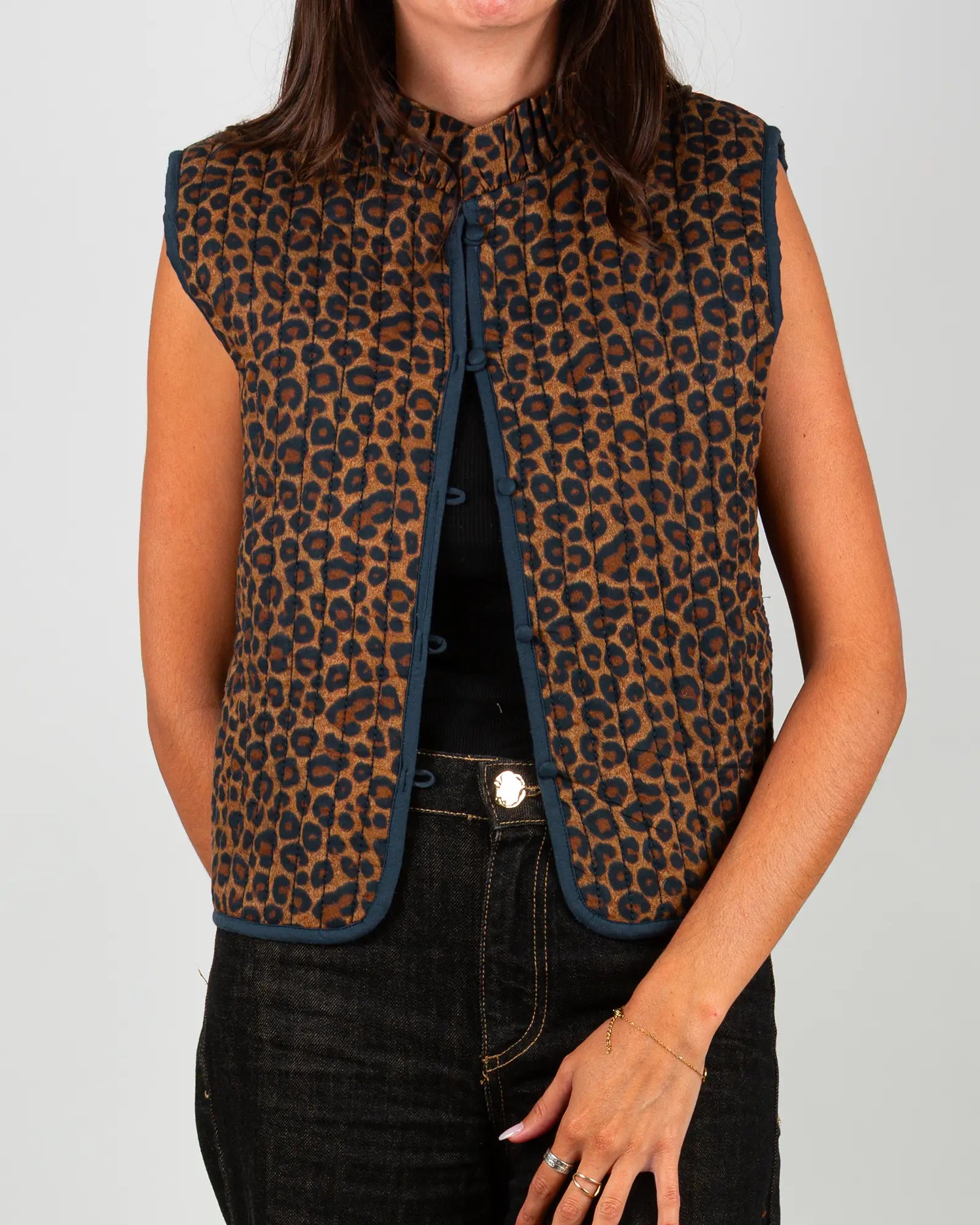 Gilet matelassé sans manches femme Léopard