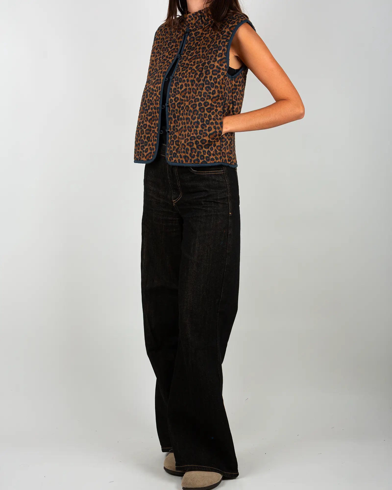Gilet matelassé sans manches femme Léopard