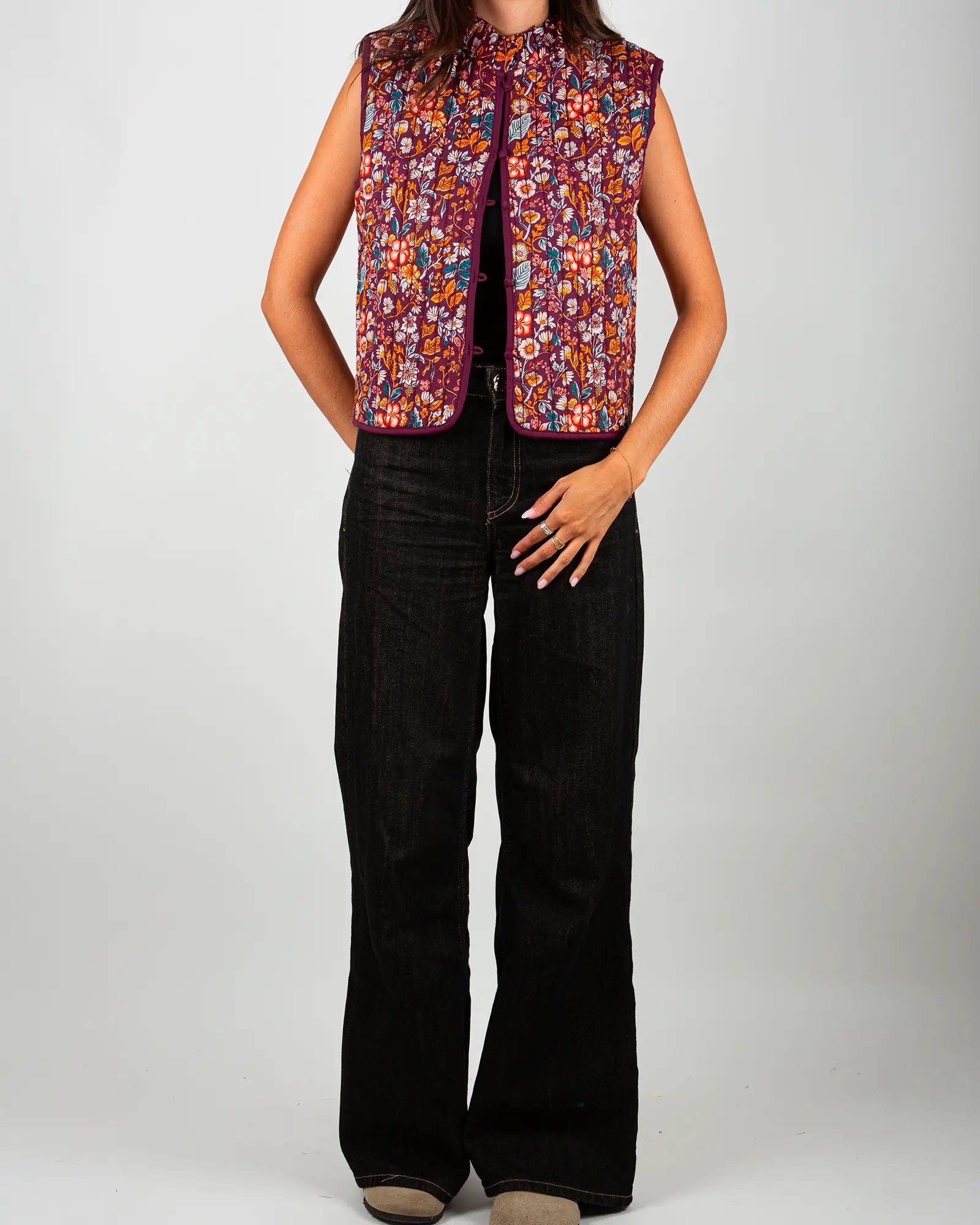 Gilet matelassé sans manches femme Morris, vue de face – Bokabas