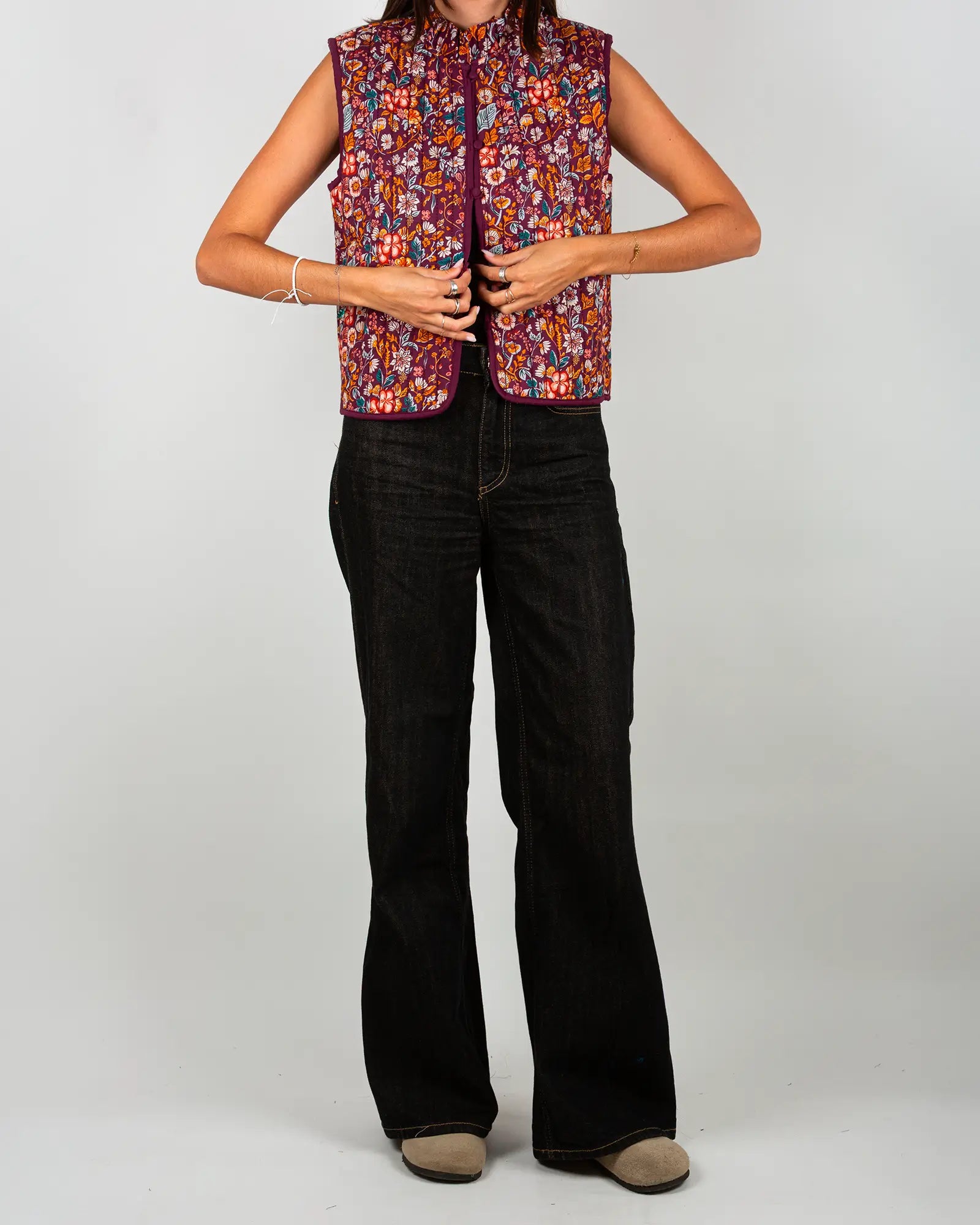 Gilet matelassé sans manches femme Morris, vue de face – Bokabas