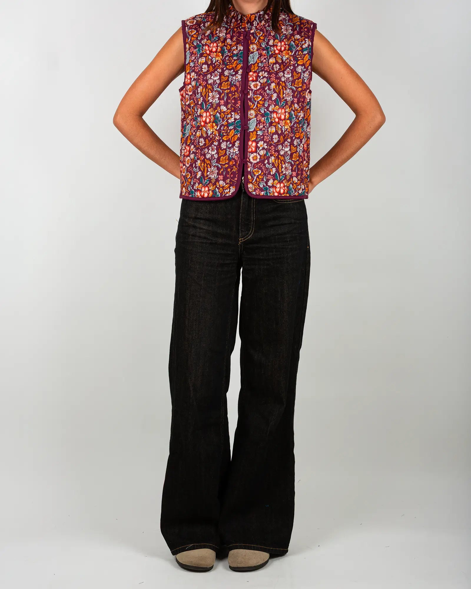 Gilet matelassé sans manches femme Morris, vue de face – Bokabas