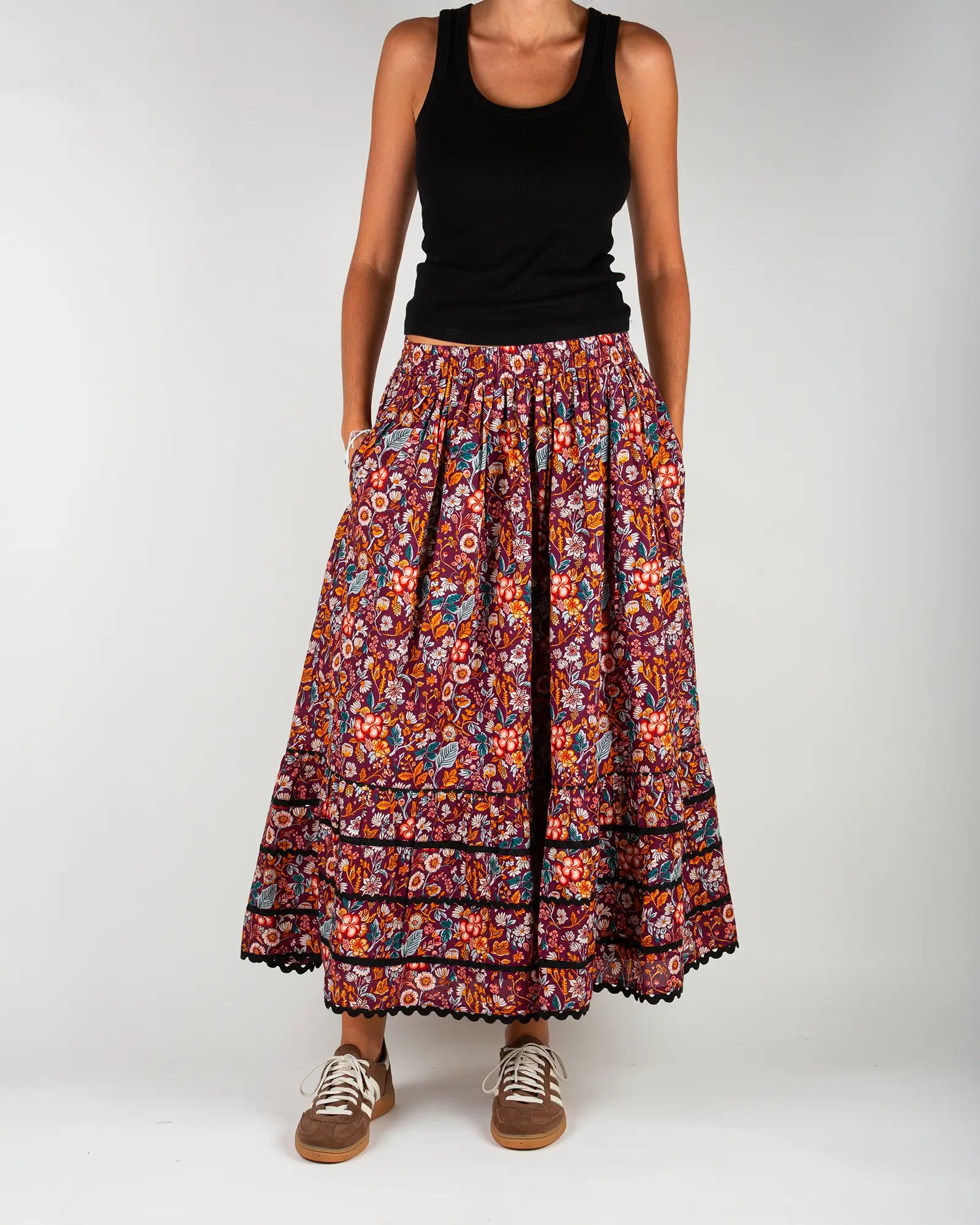 Jupe longue femme fluide Morris, vue de face – Bokabas