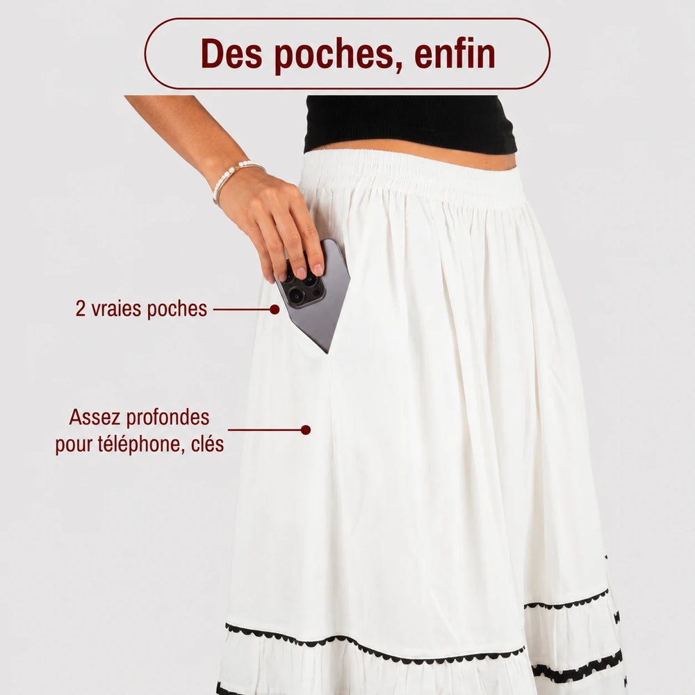 La jupe longue femme fluide Léopard marron – Taille unique