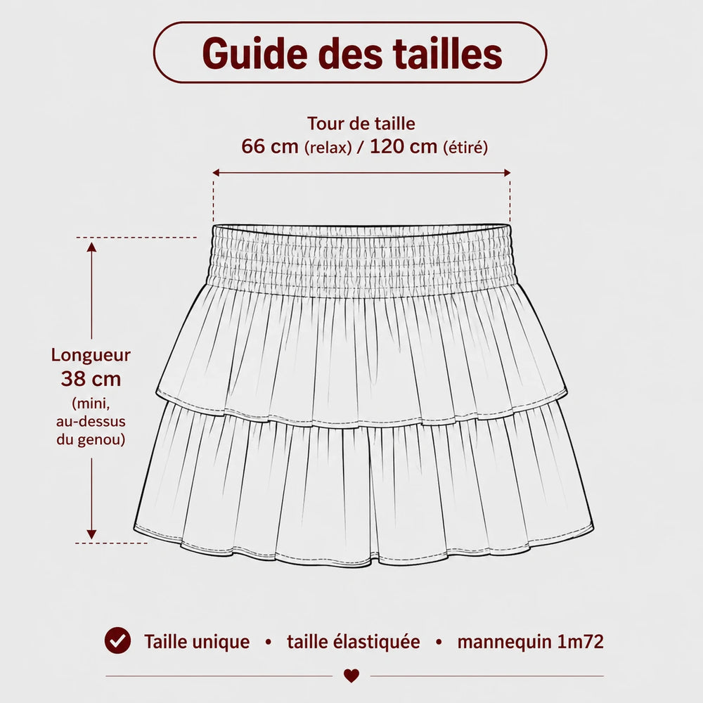 La jupe-short femme à volants Blanc cassé – Taille unique