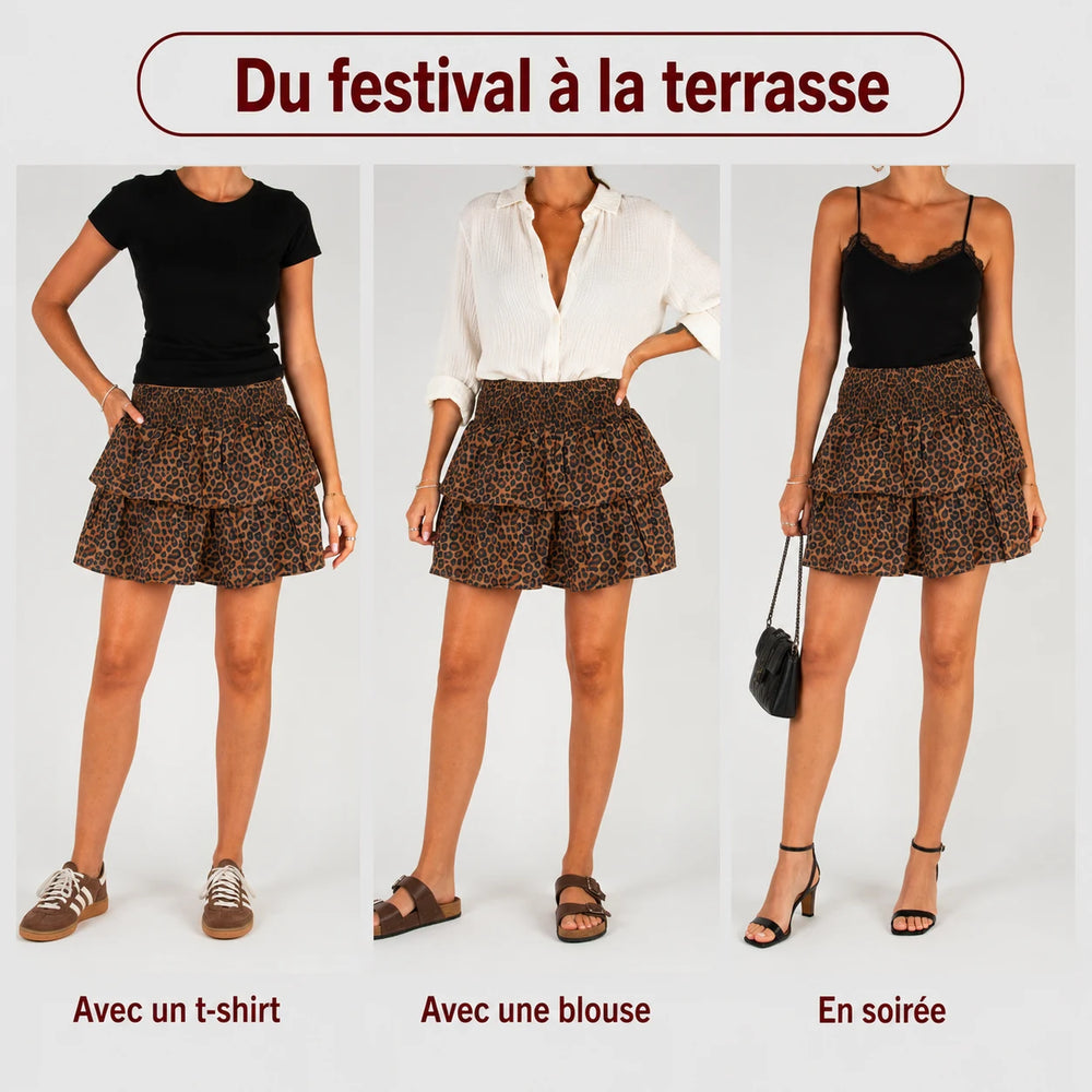La jupe-short femme à volants Blanc cassé – Taille unique