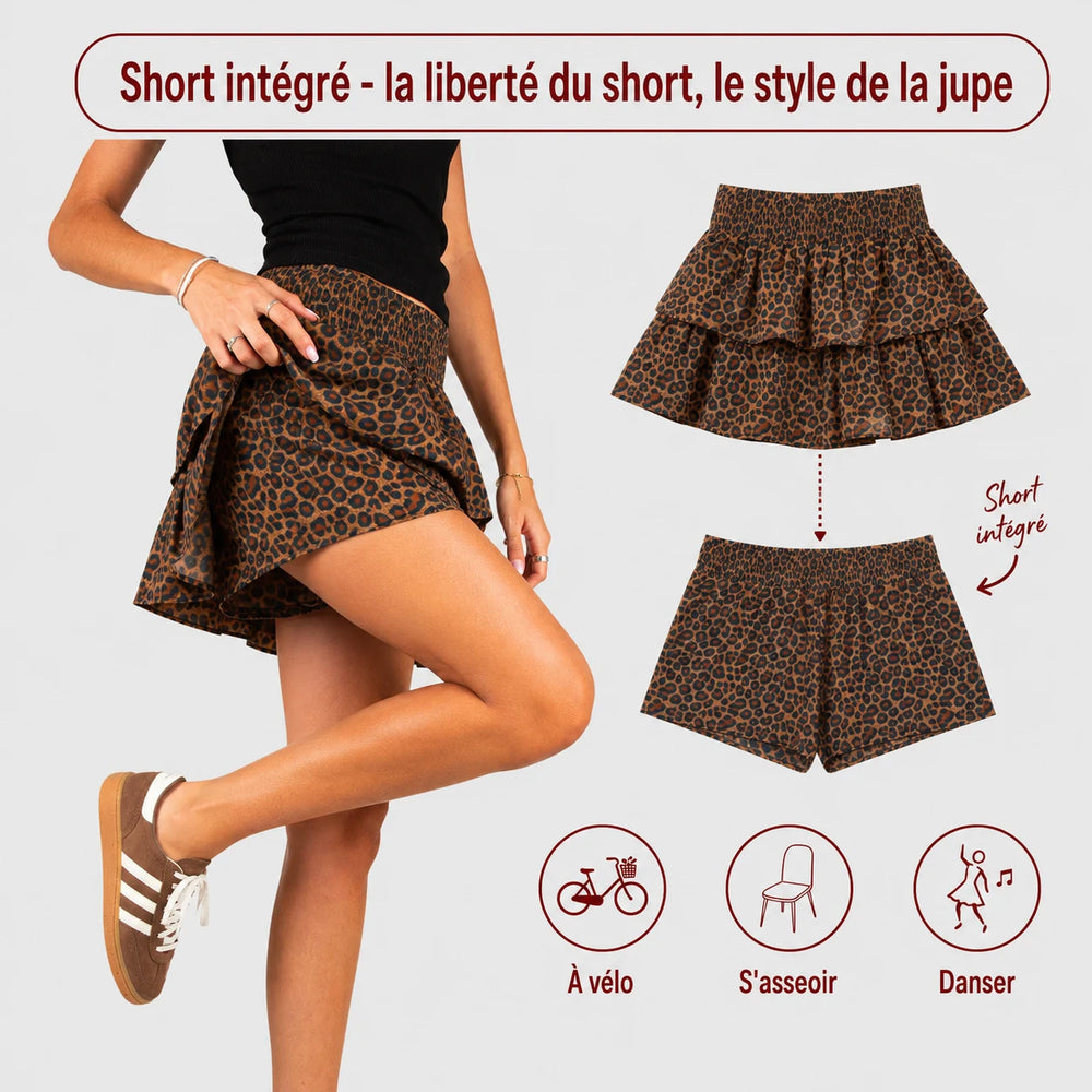 La jupe-short femme à volants Blanc cassé – Taille unique