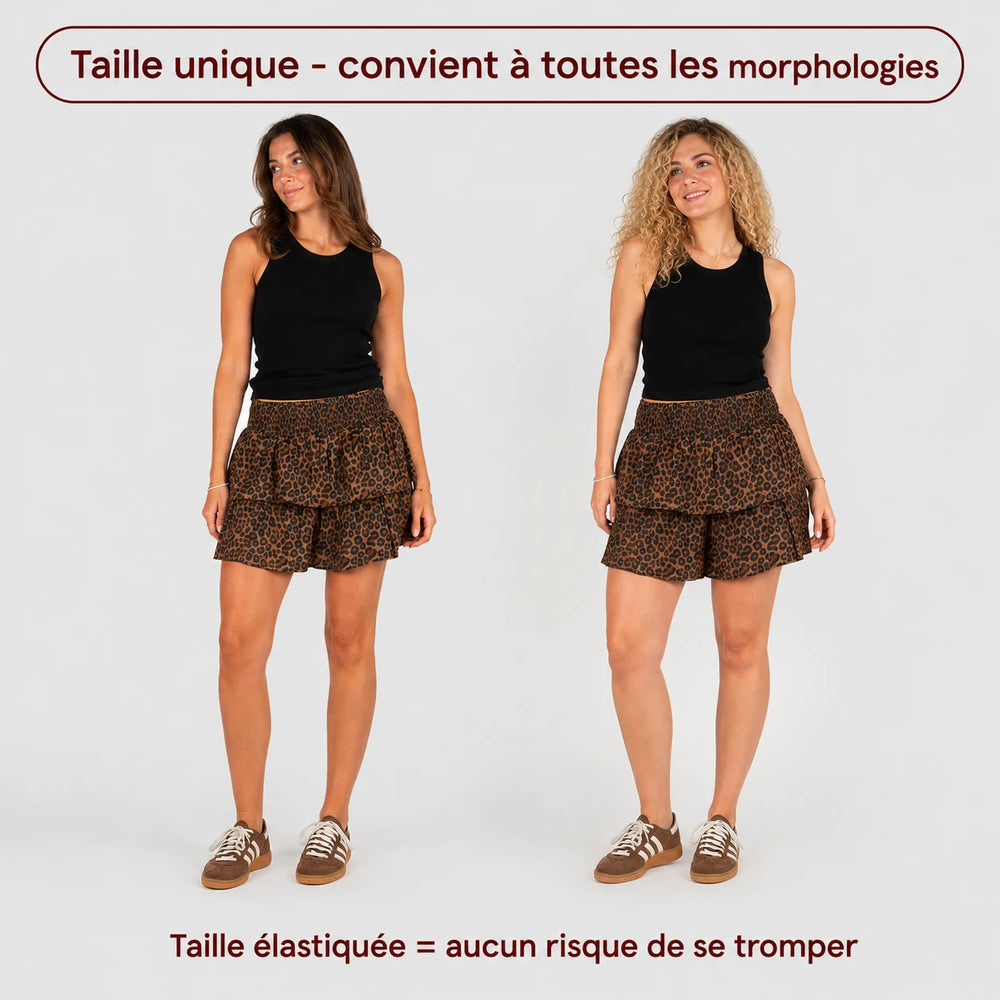 La jupe-short femme à volants Blanc cassé – Taille unique
