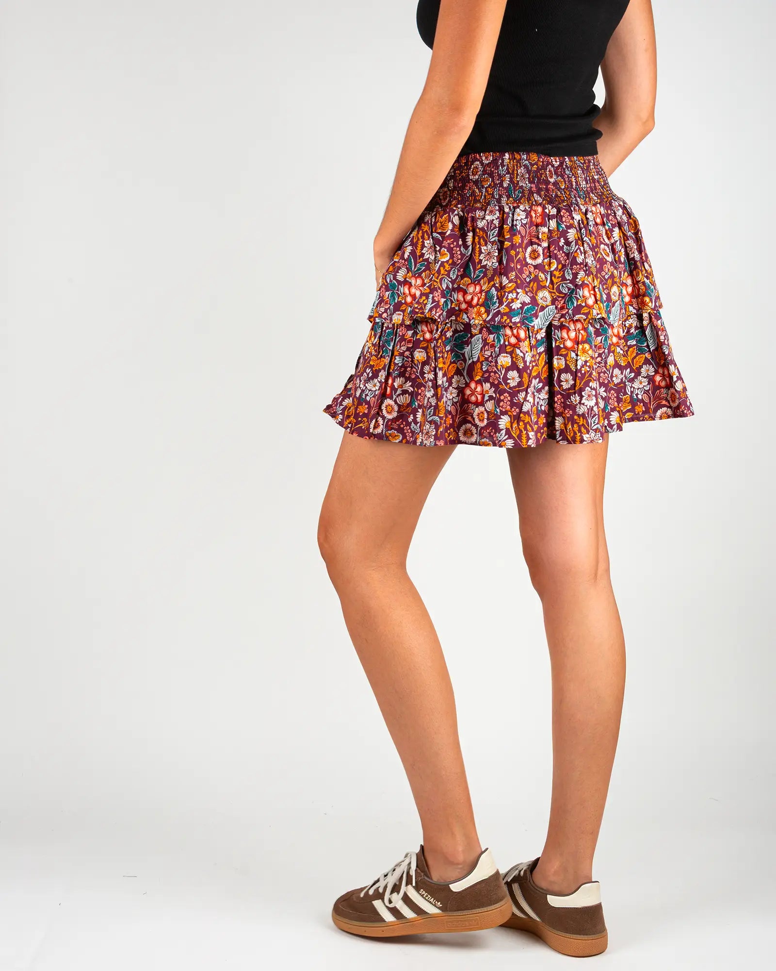 Jupe-short femme à volants Morris, vue de dos – Bokabas