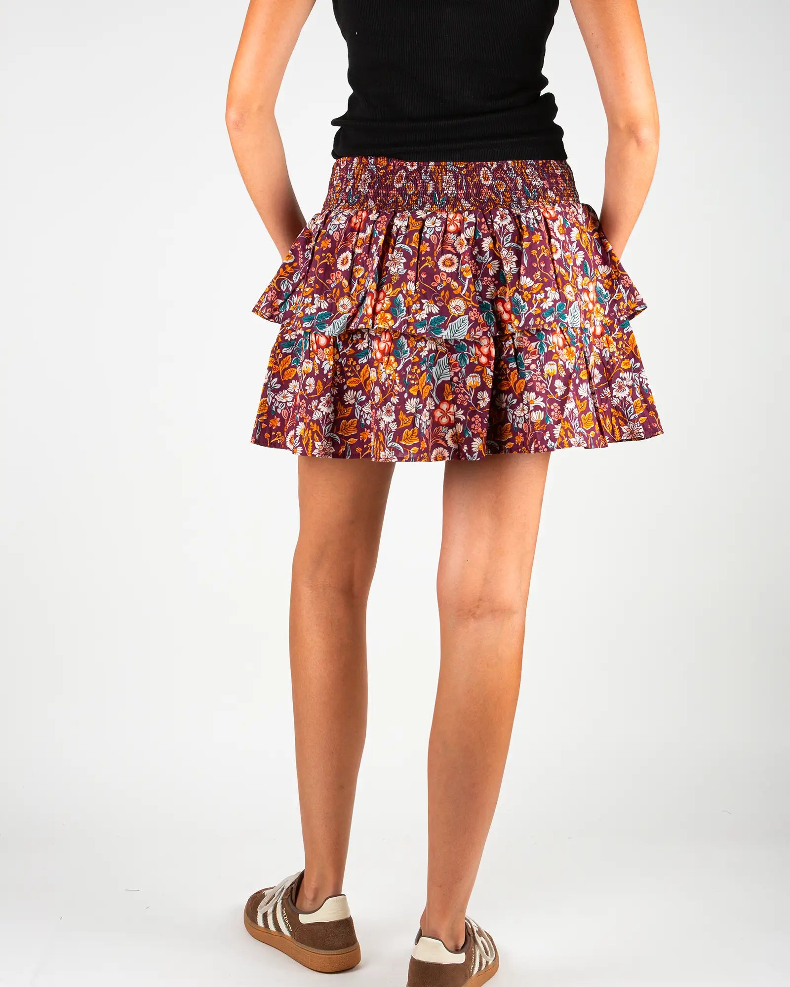 Jupe-short femme à volants Morris, vue de dos – Bokabas