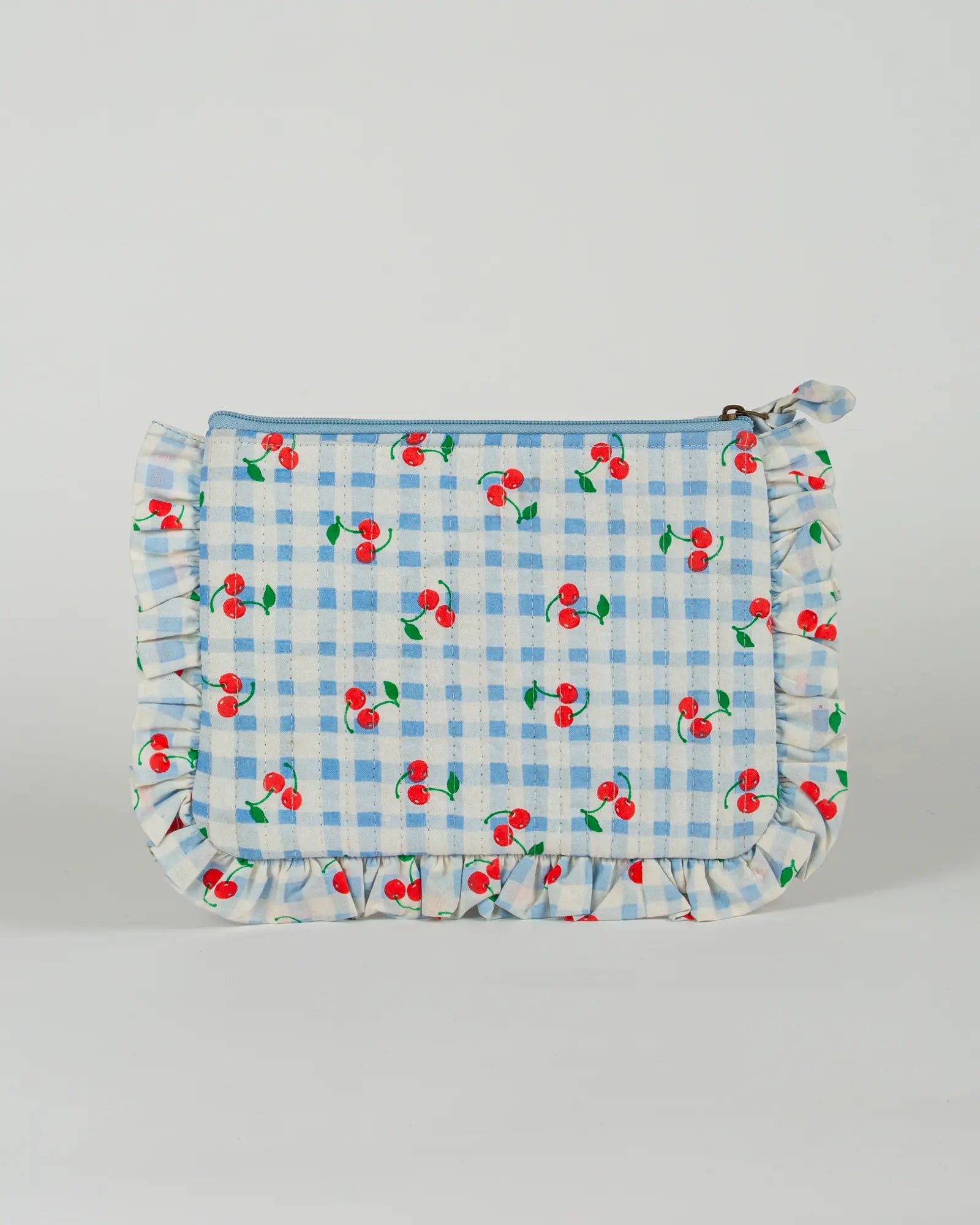 Pochette matelassée à froufrous Cerise, vue de dos – Bokabas