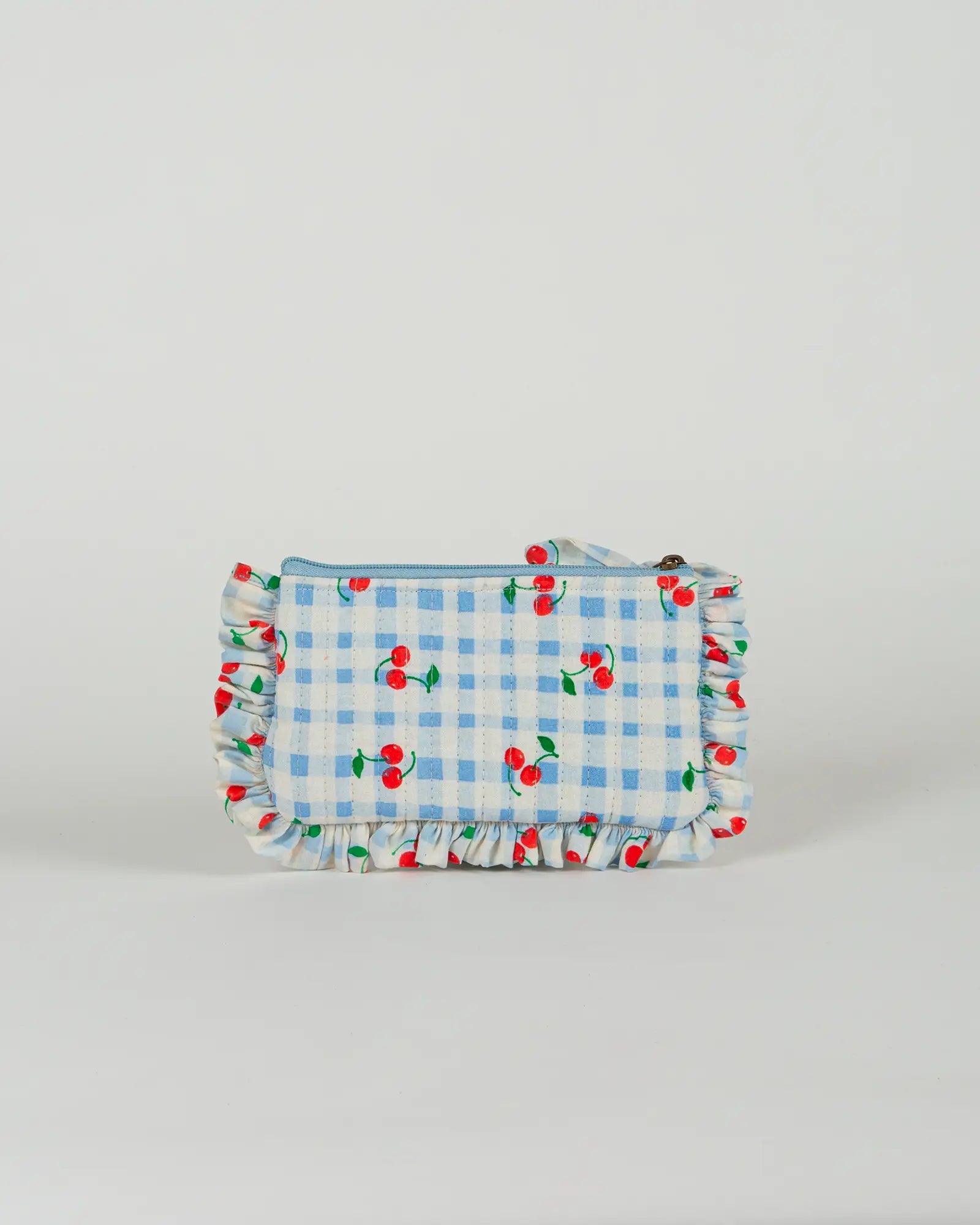 Pochette matelassée à froufrous Cerise, vue de dos – Bokabas