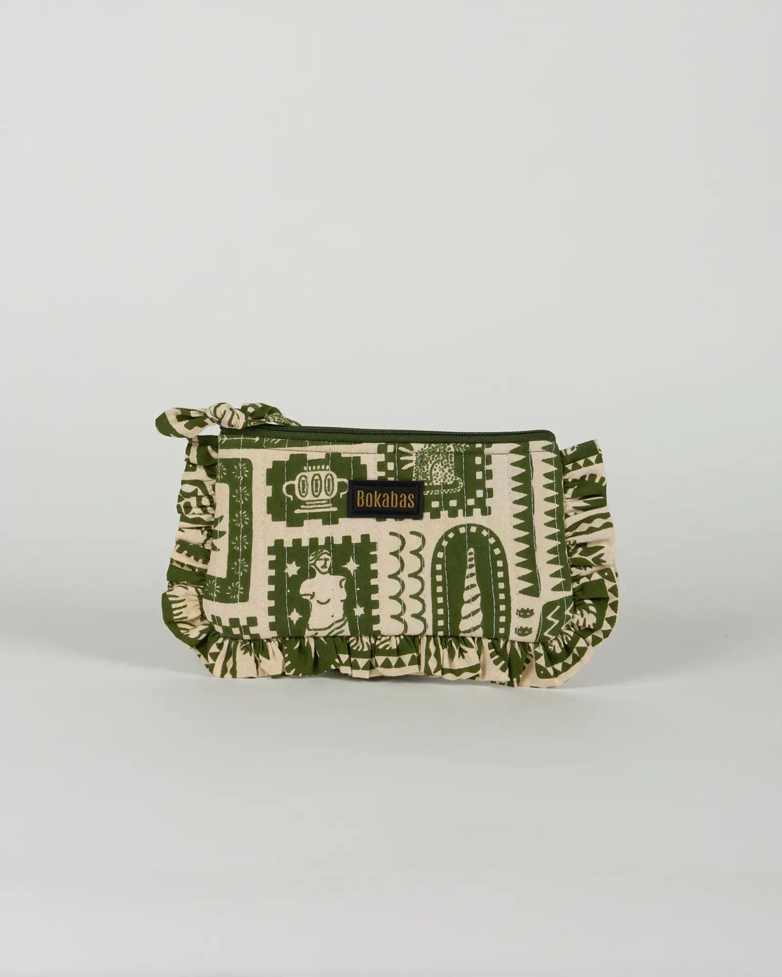 Pochette matelassée à froufrous Art, vue de face – Bokabas