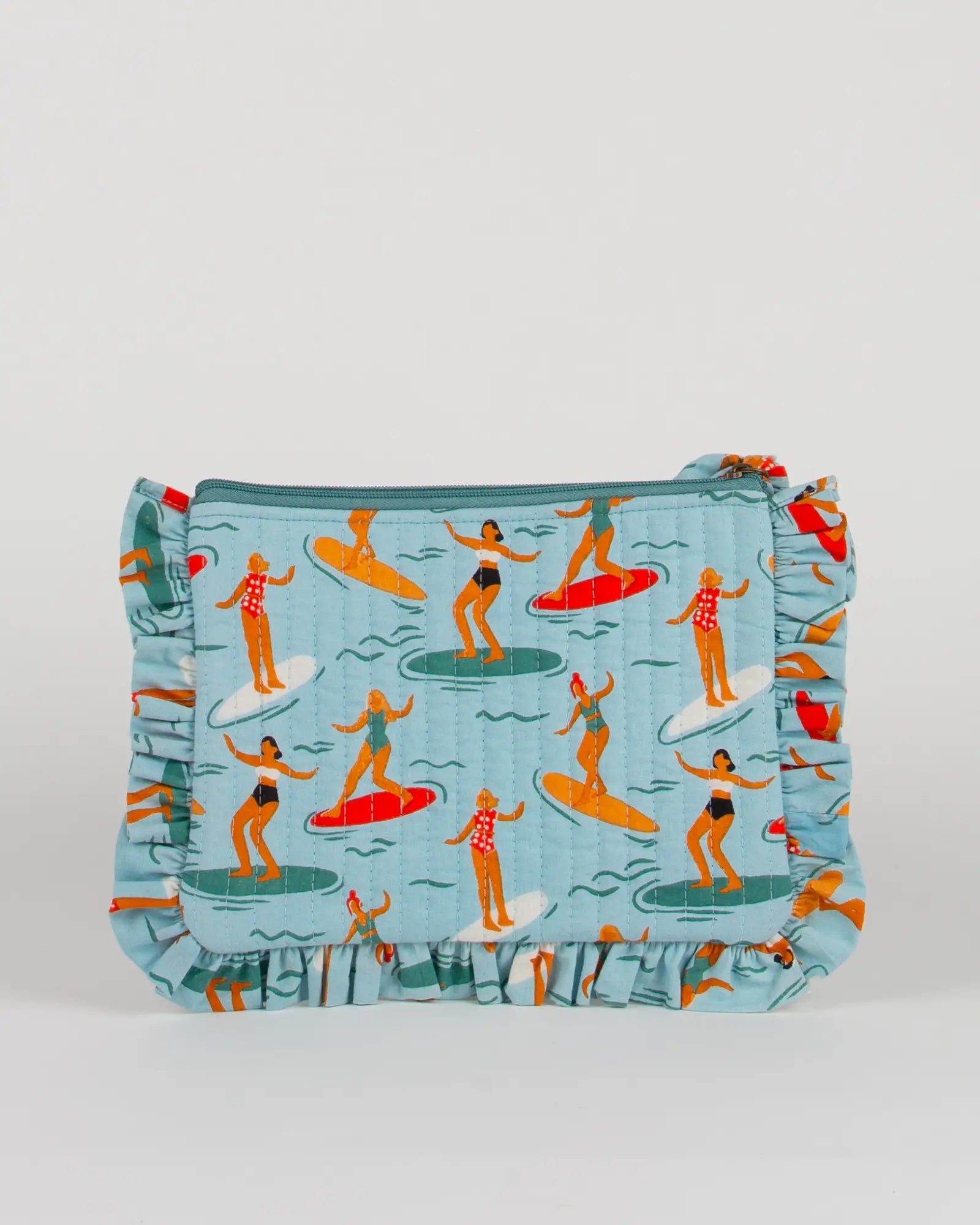 Pochette matelassée à froufrous Surf, vue de dos – Bokabas