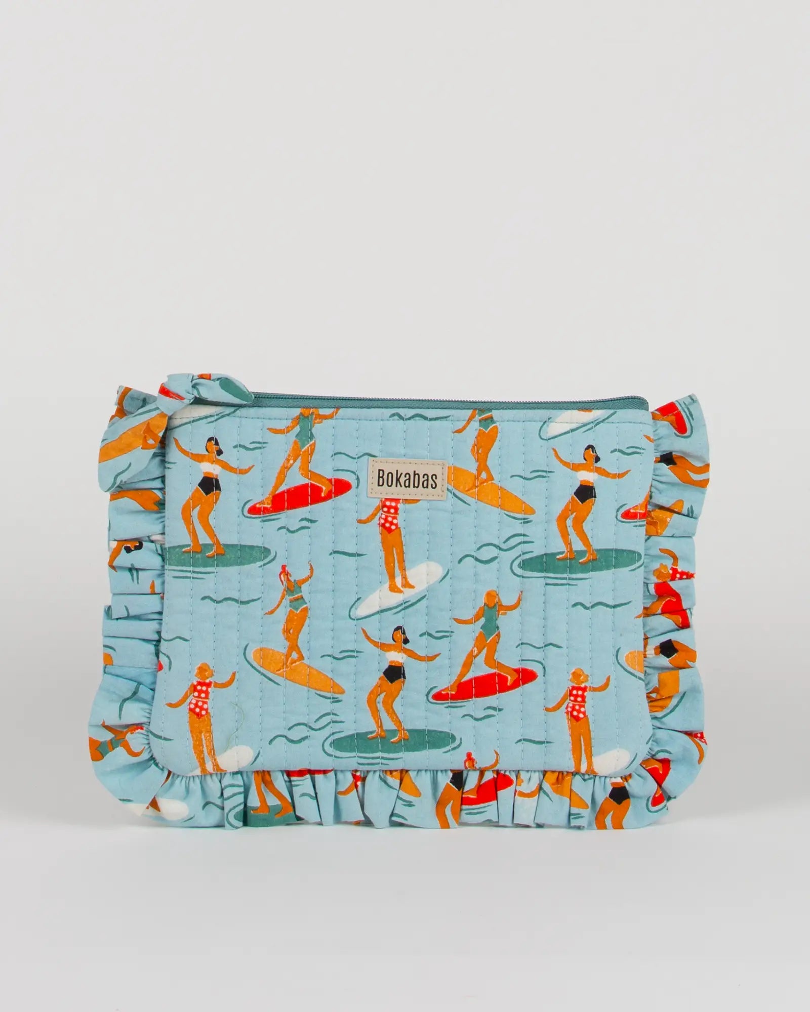 Pochette matelassée à froufrous Surf, vue de face – Bokabas