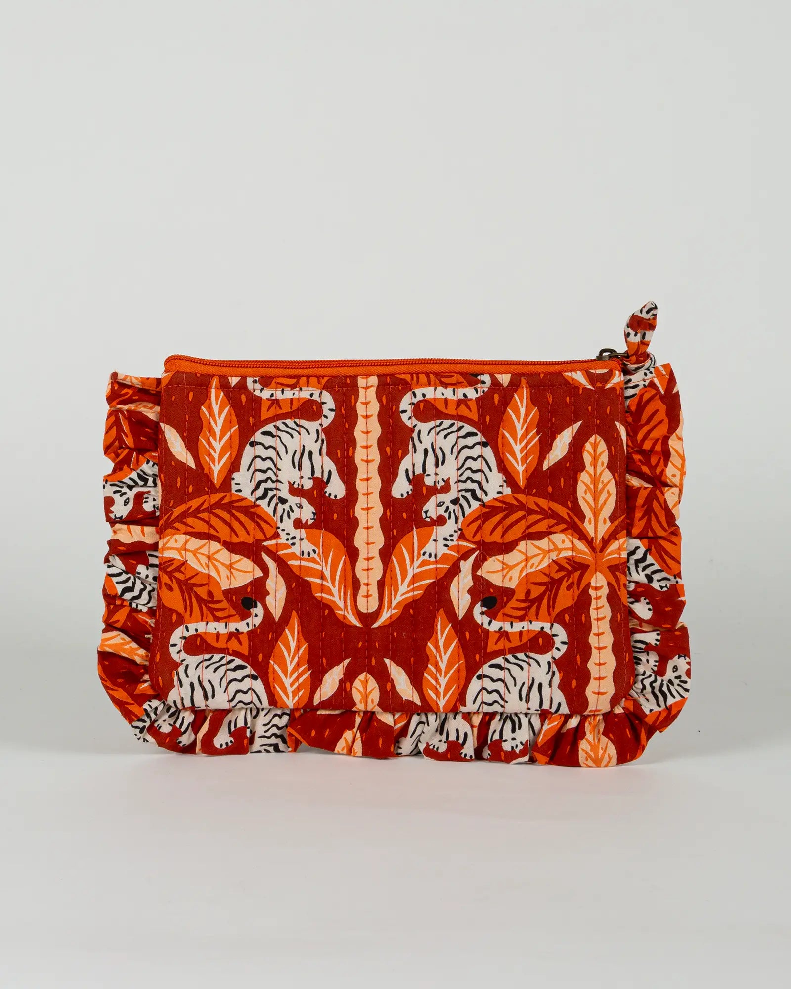 Pochette matelassée à froufrous Tropique, vue de dos – Bokabas
