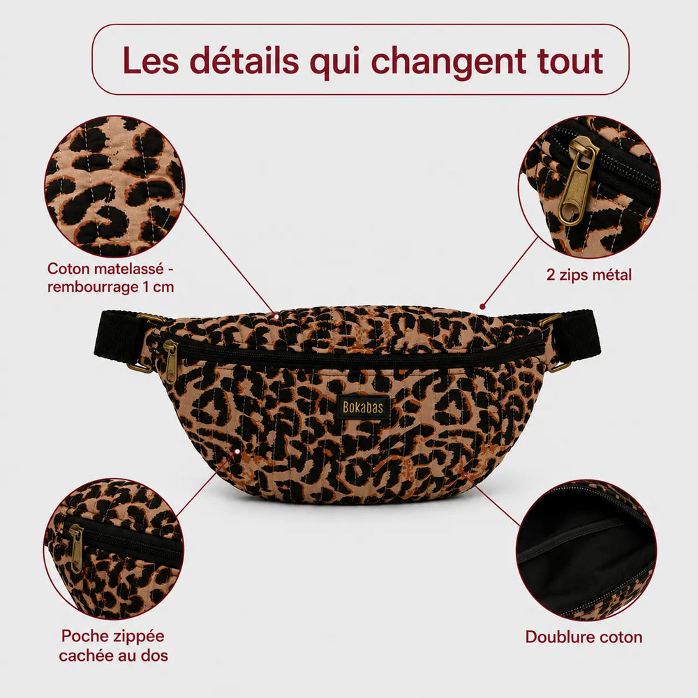 Le sac banane matelassé Guepard orange