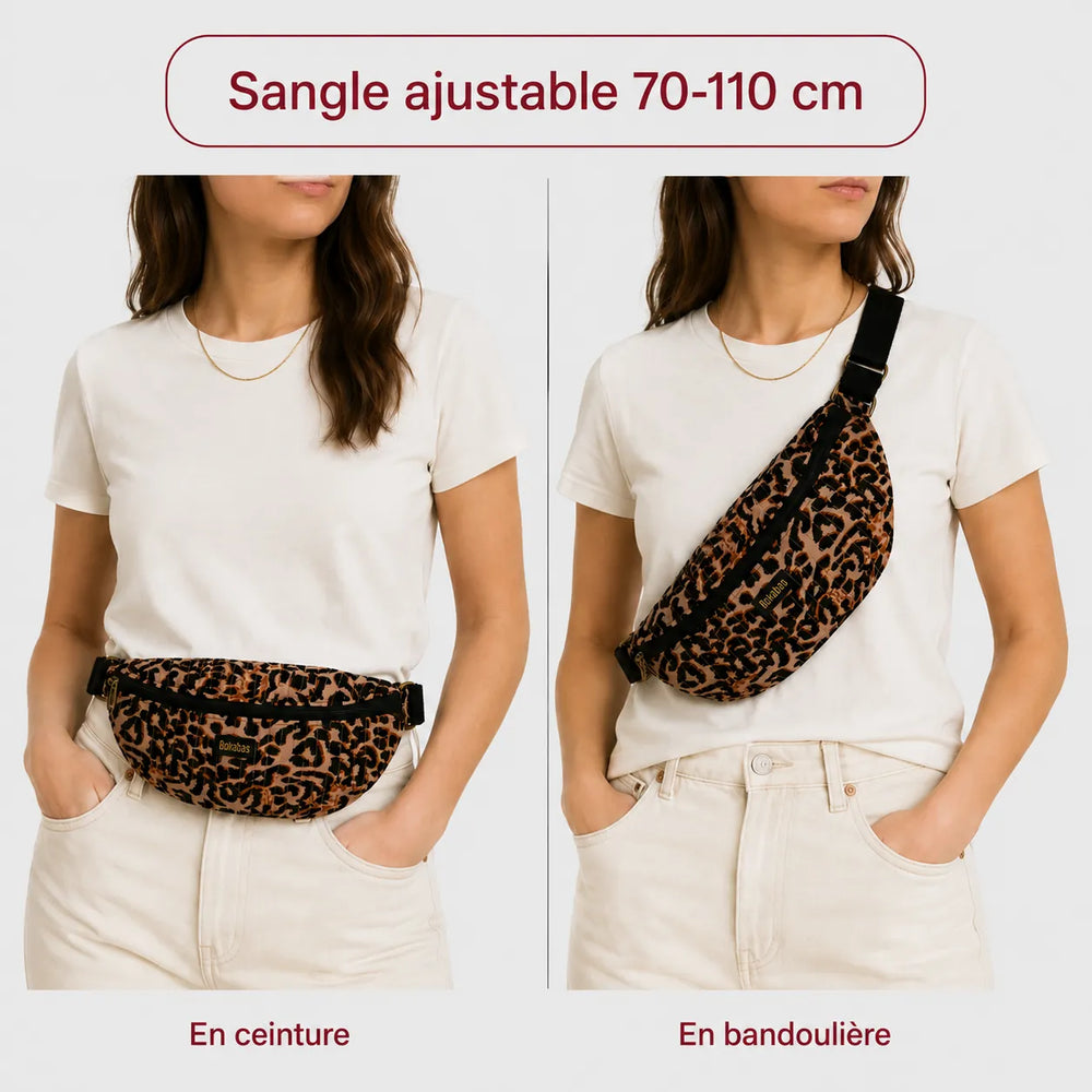 Le sac banane matelassé Guepard orange