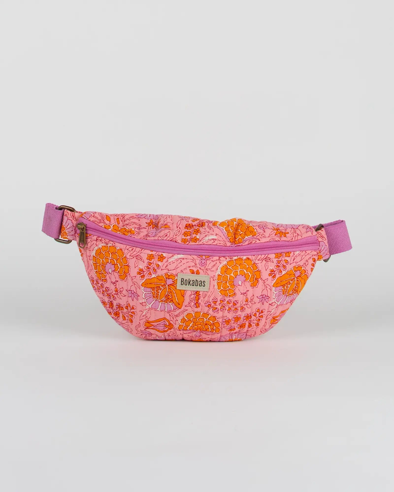 Sac banane matelassé Bokabas, imprimé Marie rose fleuri, vue de face