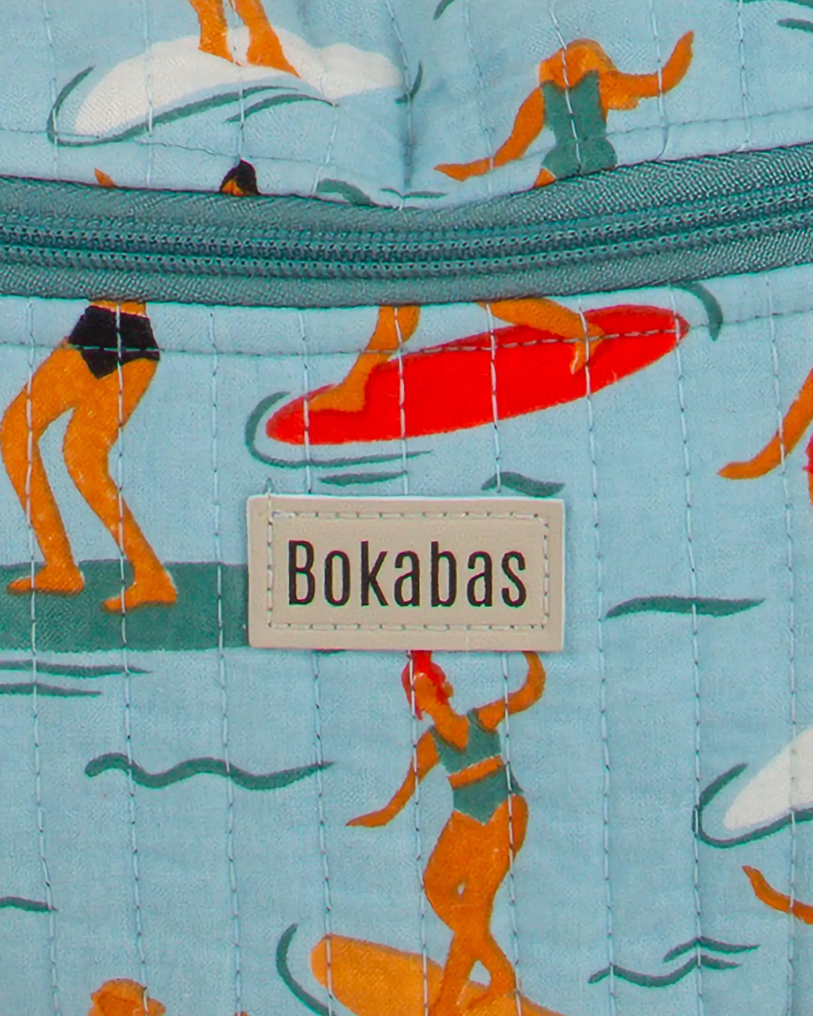 Sac banane matelassé Bokabas, imprimé Surf bleu, zoom sur la matière