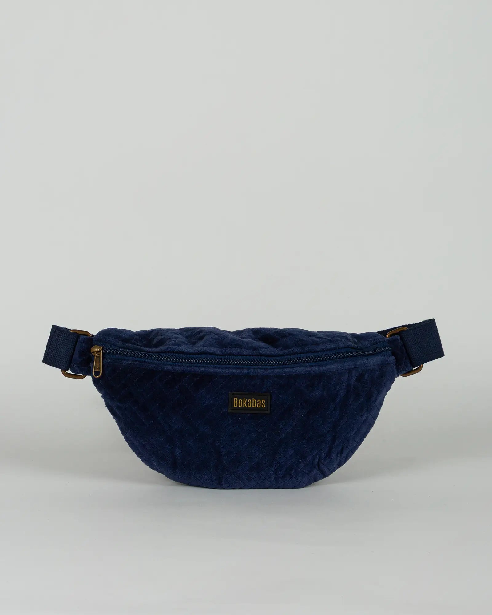Sac banane velours côtelé Bokabas, bleu marine, vue de face
