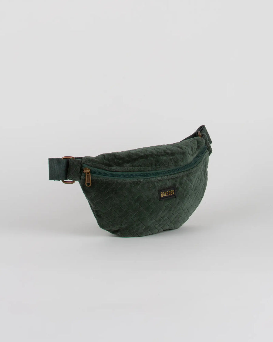 Sac banane velours côtelé Bokabas, vert kaki, vue de trois-quarts