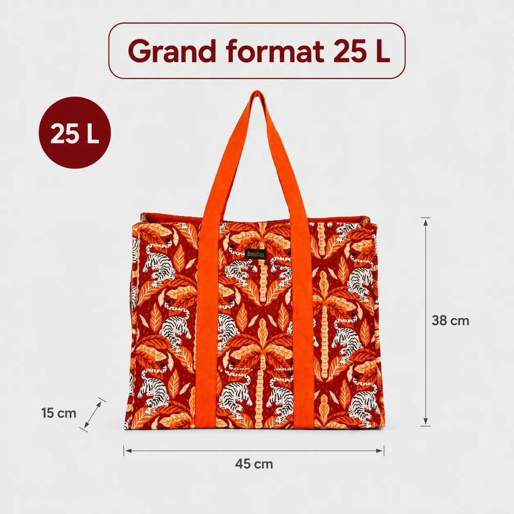 A bolsa tote em tecido acolchoado Leopard castanho