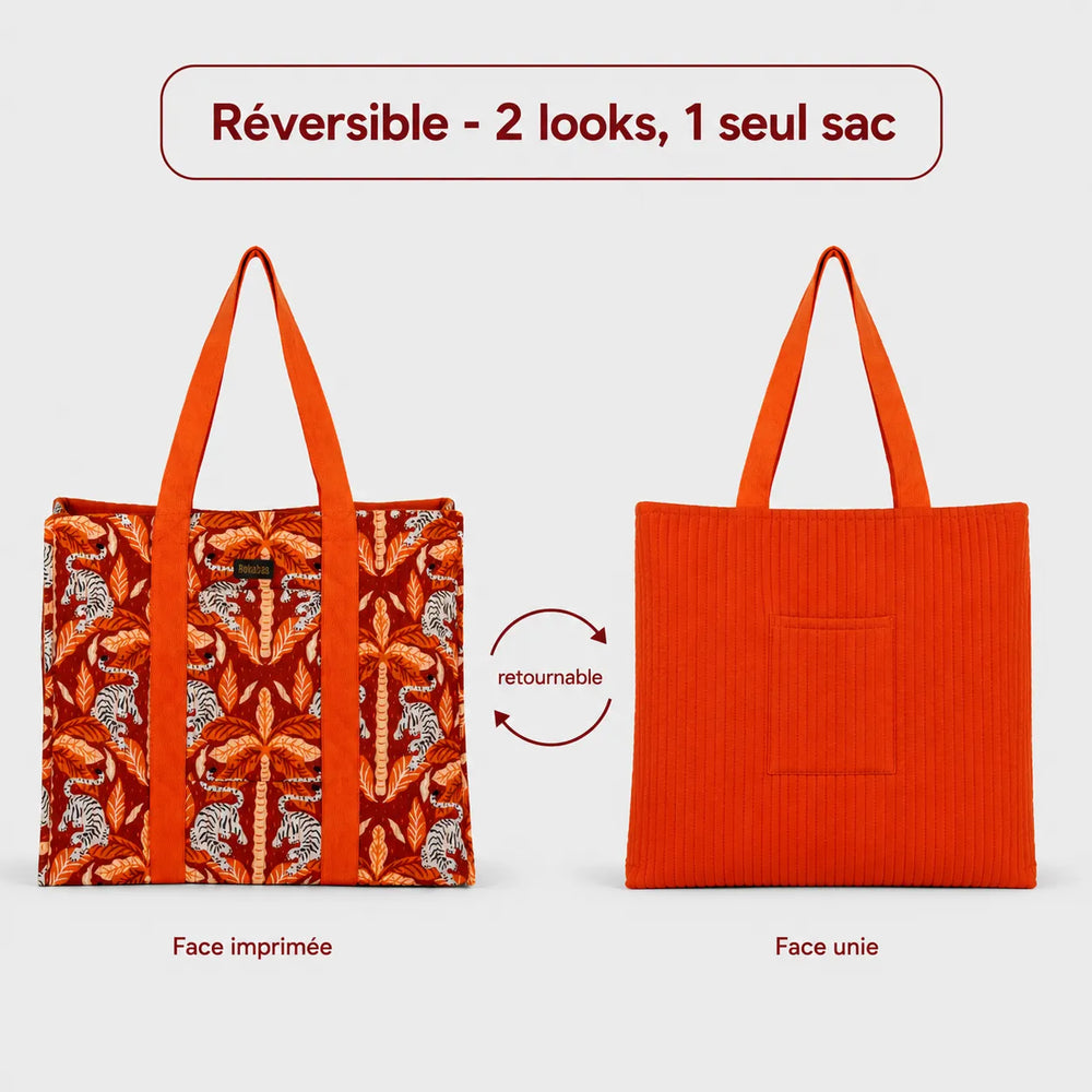 A bolsa tote em tecido acolchoado Leopard castanho