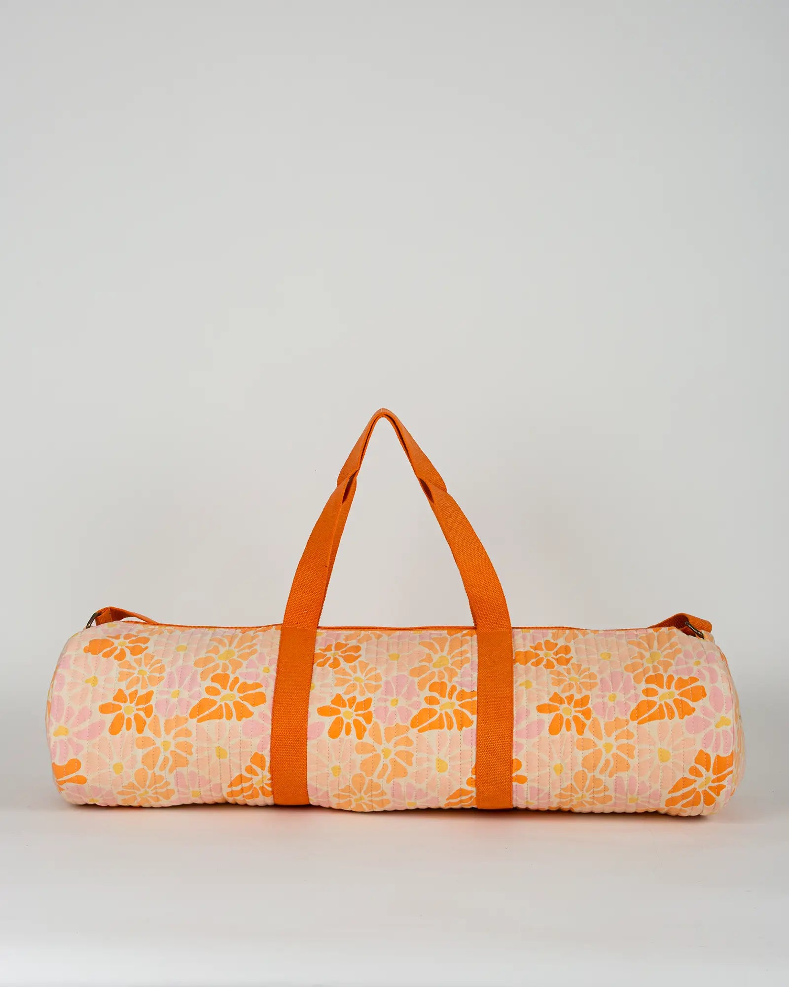 Sac de yoga en tissu matelassé Bokabas, imprimé Peachy fleuri orange, vue de dos