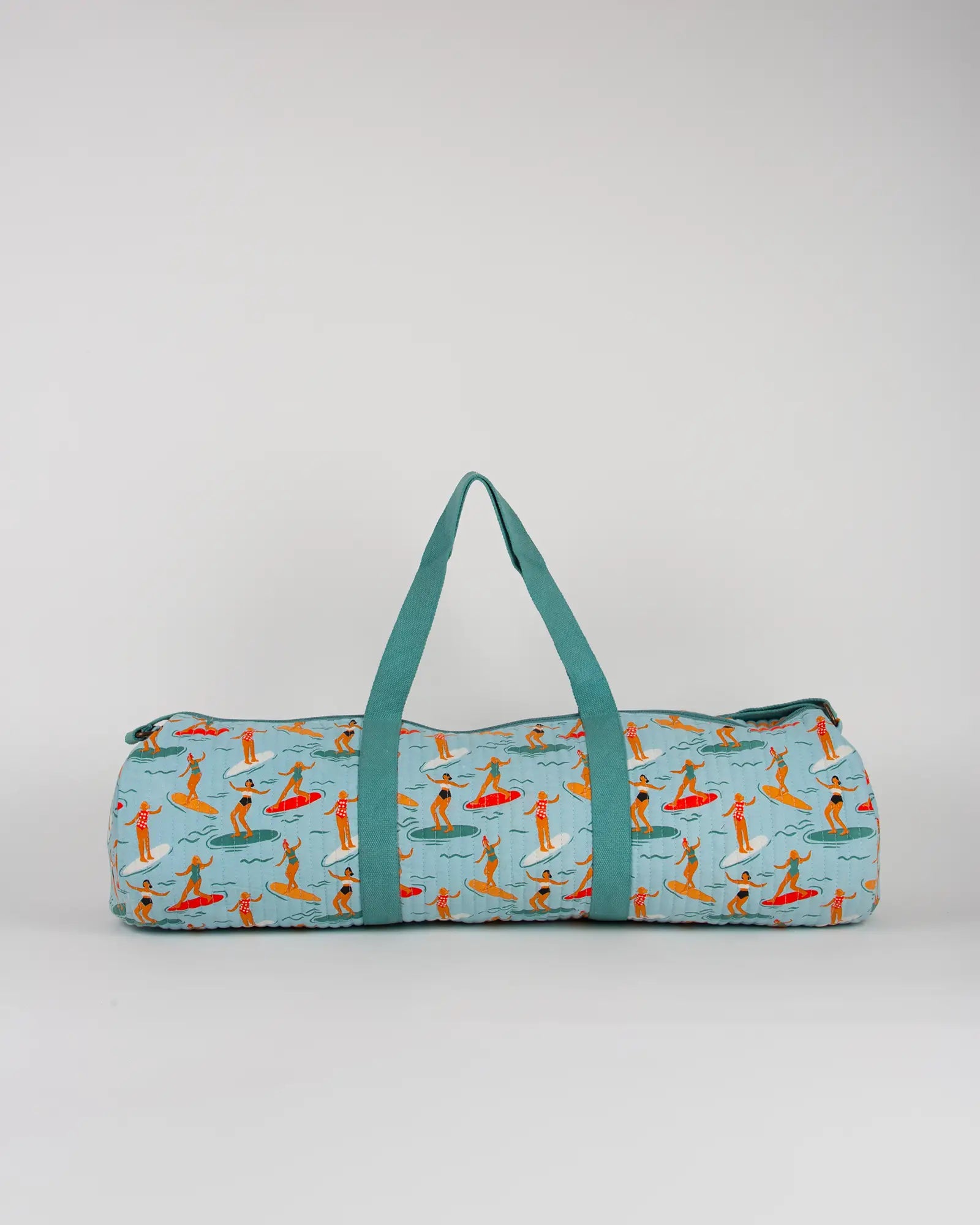 Sac de yoga en tissu matelassé Bokabas, imprimé Surf bleu, vue de dos