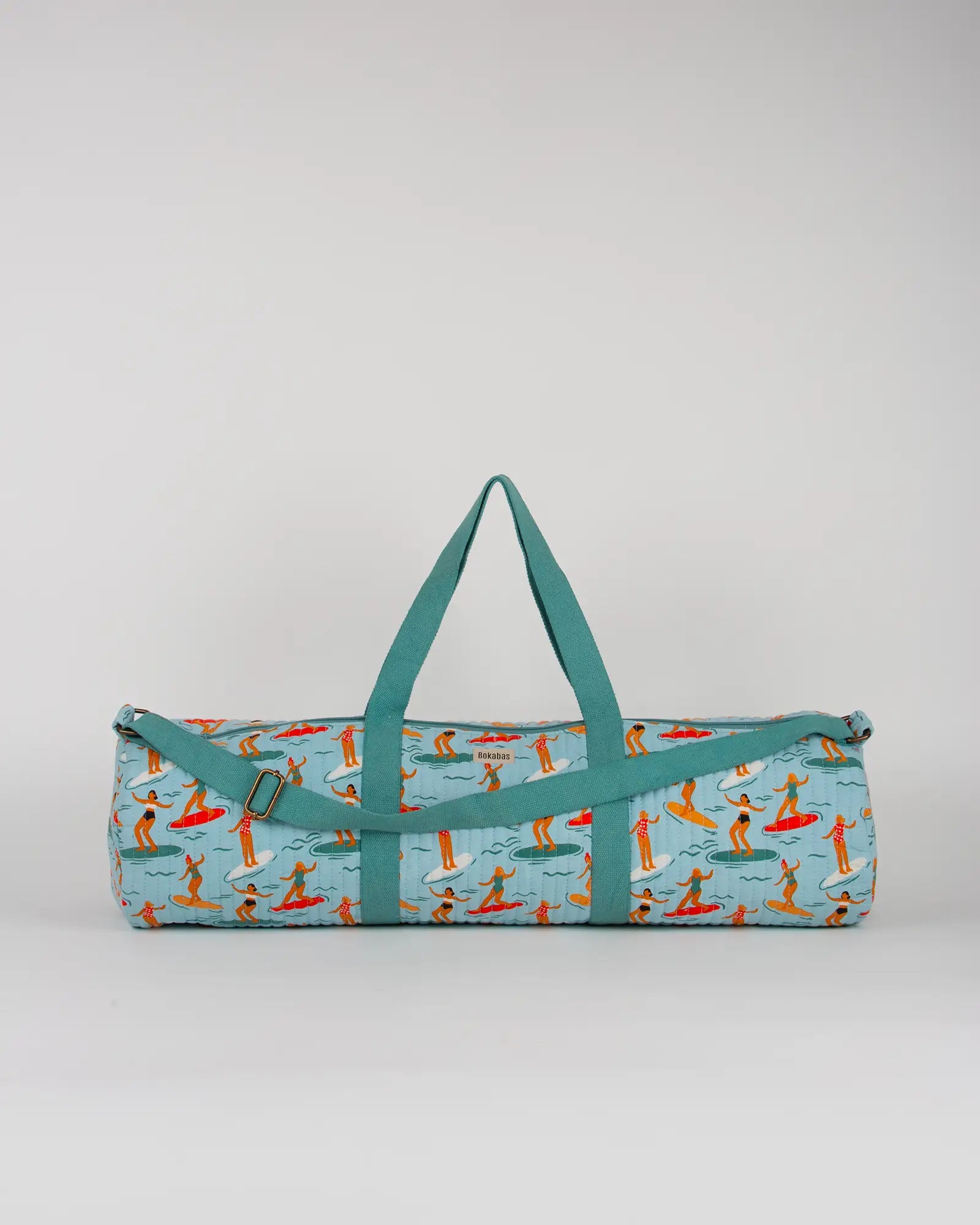 Sac de yoga en tissu matelassé Bokabas, imprimé Surf bleu, vue de face