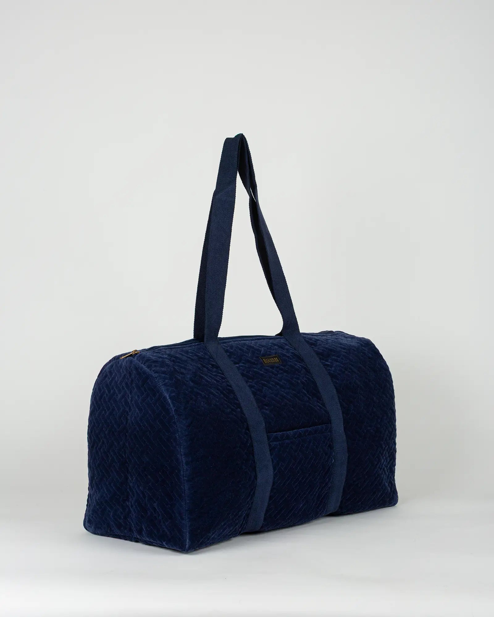 Sac week-end en velours côtelé Bokabas, bleu marine, vue de trois-quarts