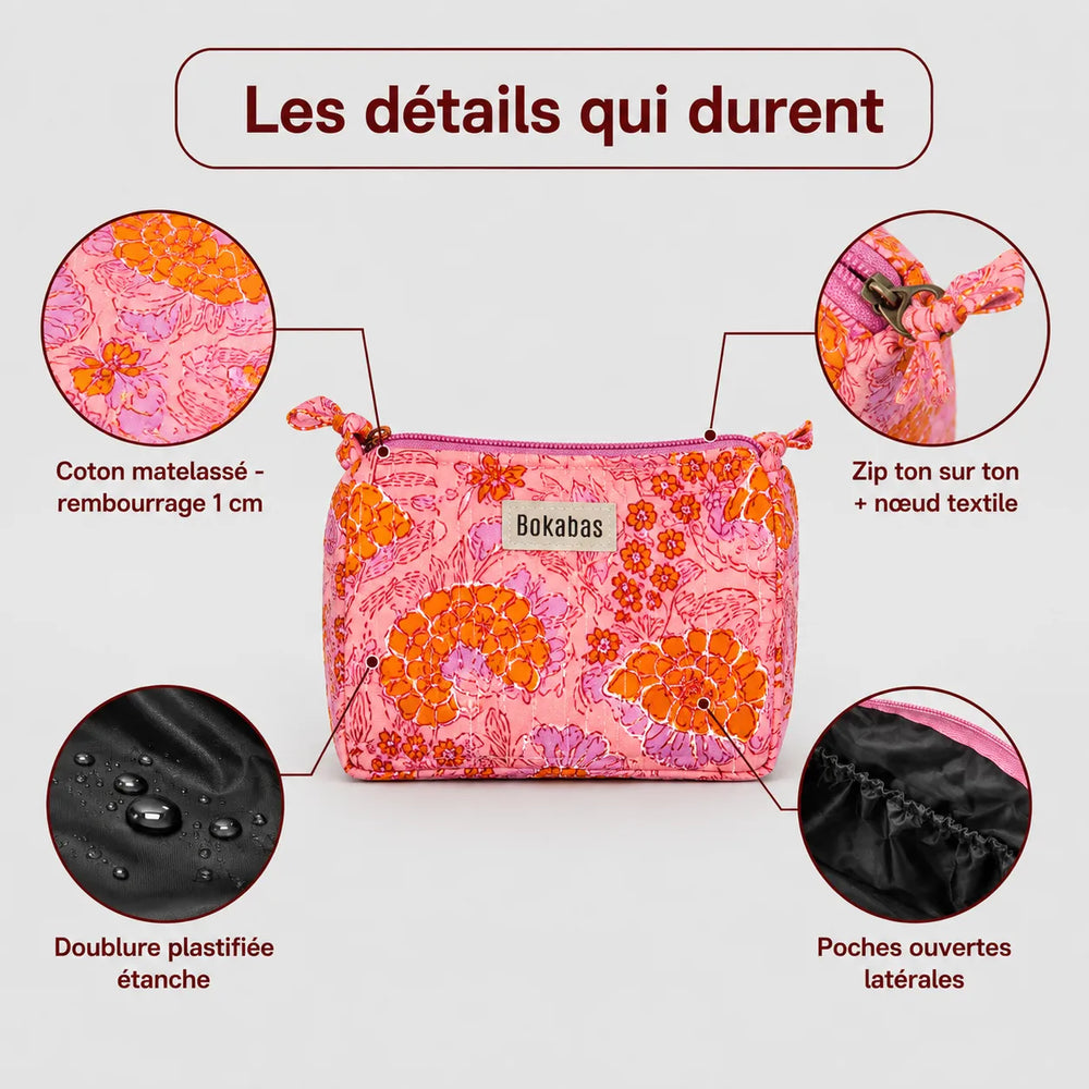 Trousse de toilette matelassée en coton Guépard