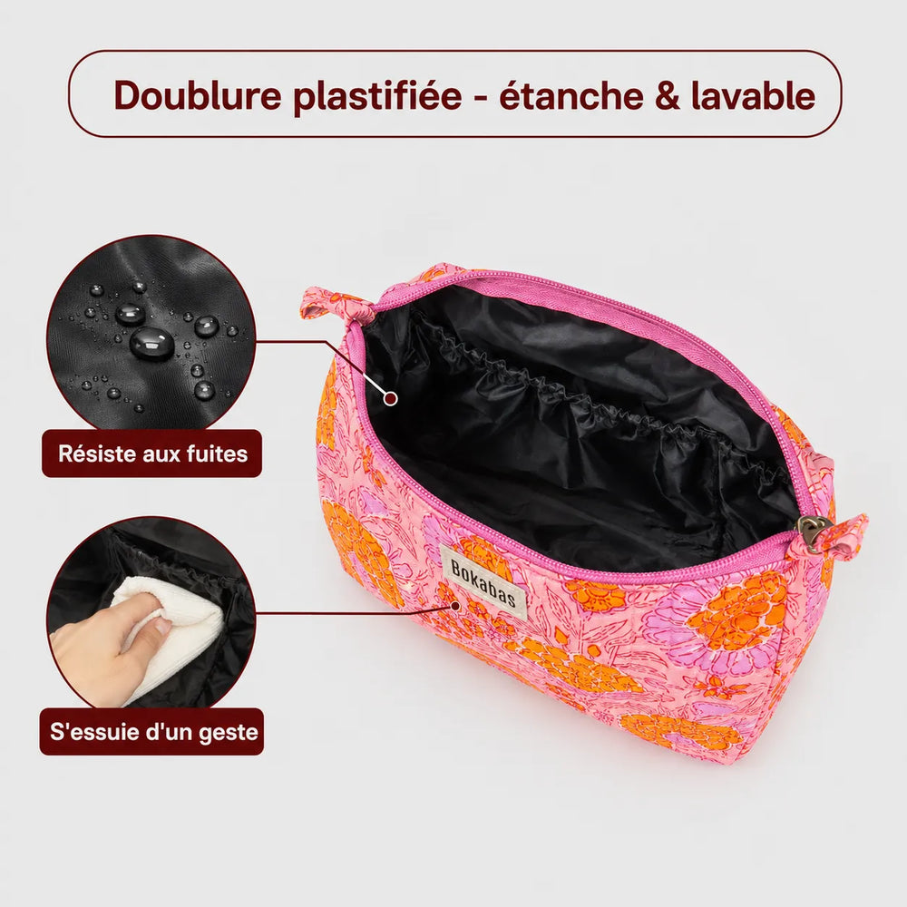 Trousse de toilette matelassée en coton Guépard