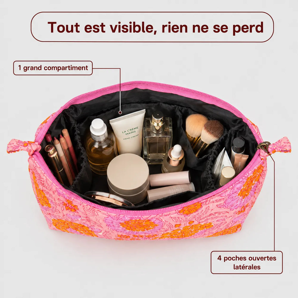 Trousse de toilette matelassée en coton Guépard