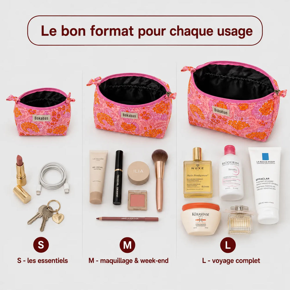 Trousse de toilette matelassée en coton Guépard