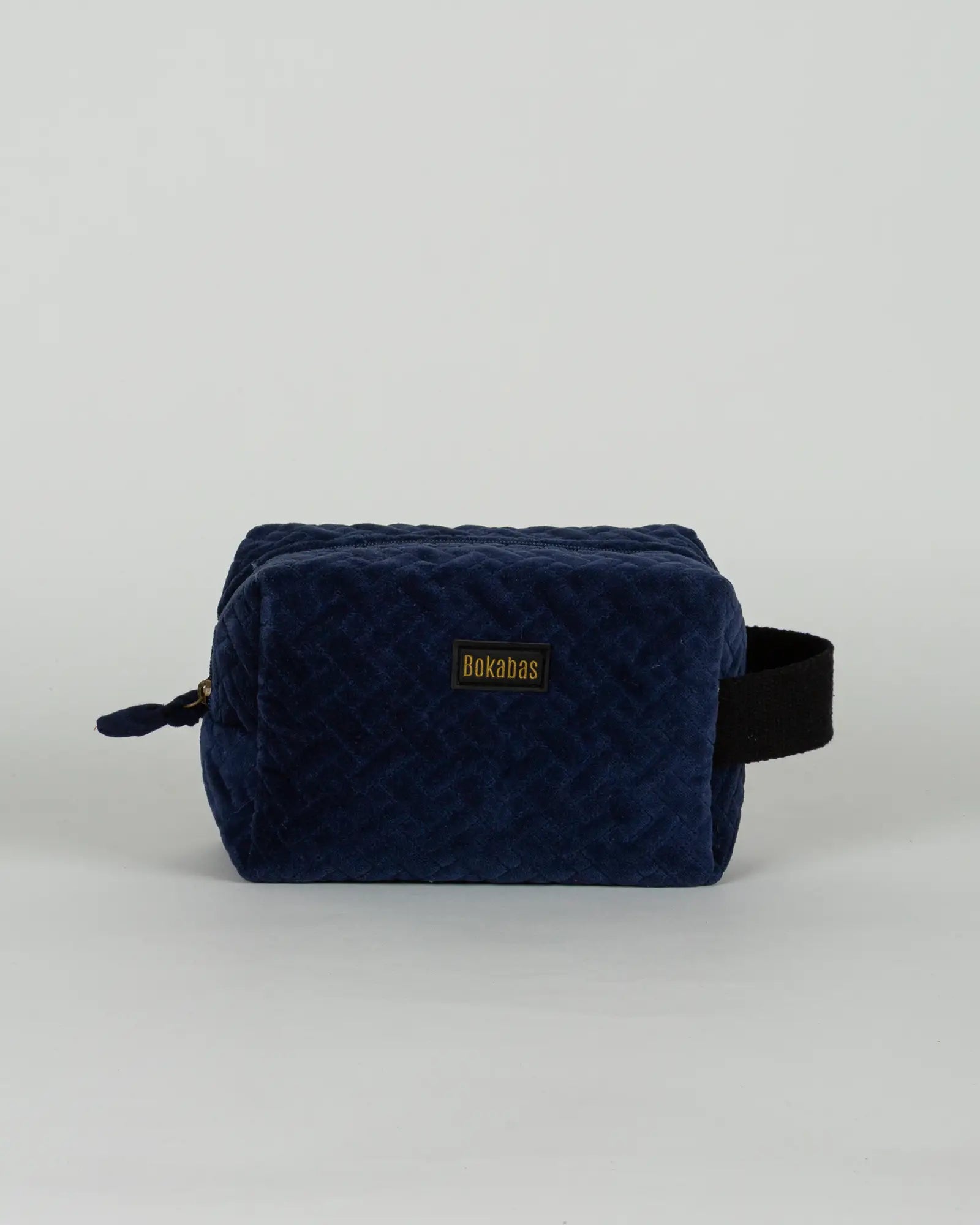Trousse de toilette en velours côtelé Bokabas, bleu marine, vue de face