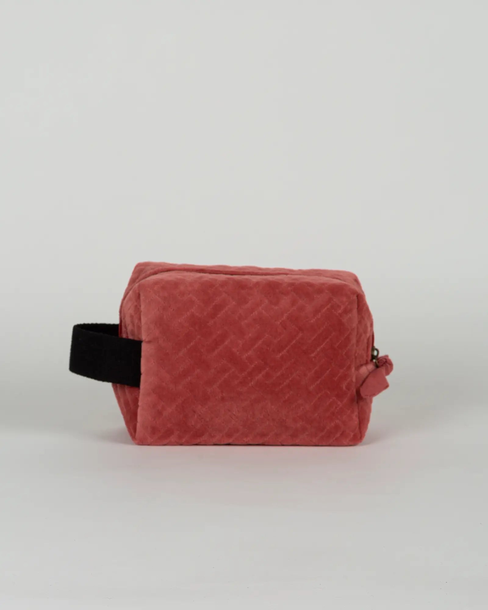 Trousse de toilette en velours côtelé Bokabas, rose framboise, vue de dos