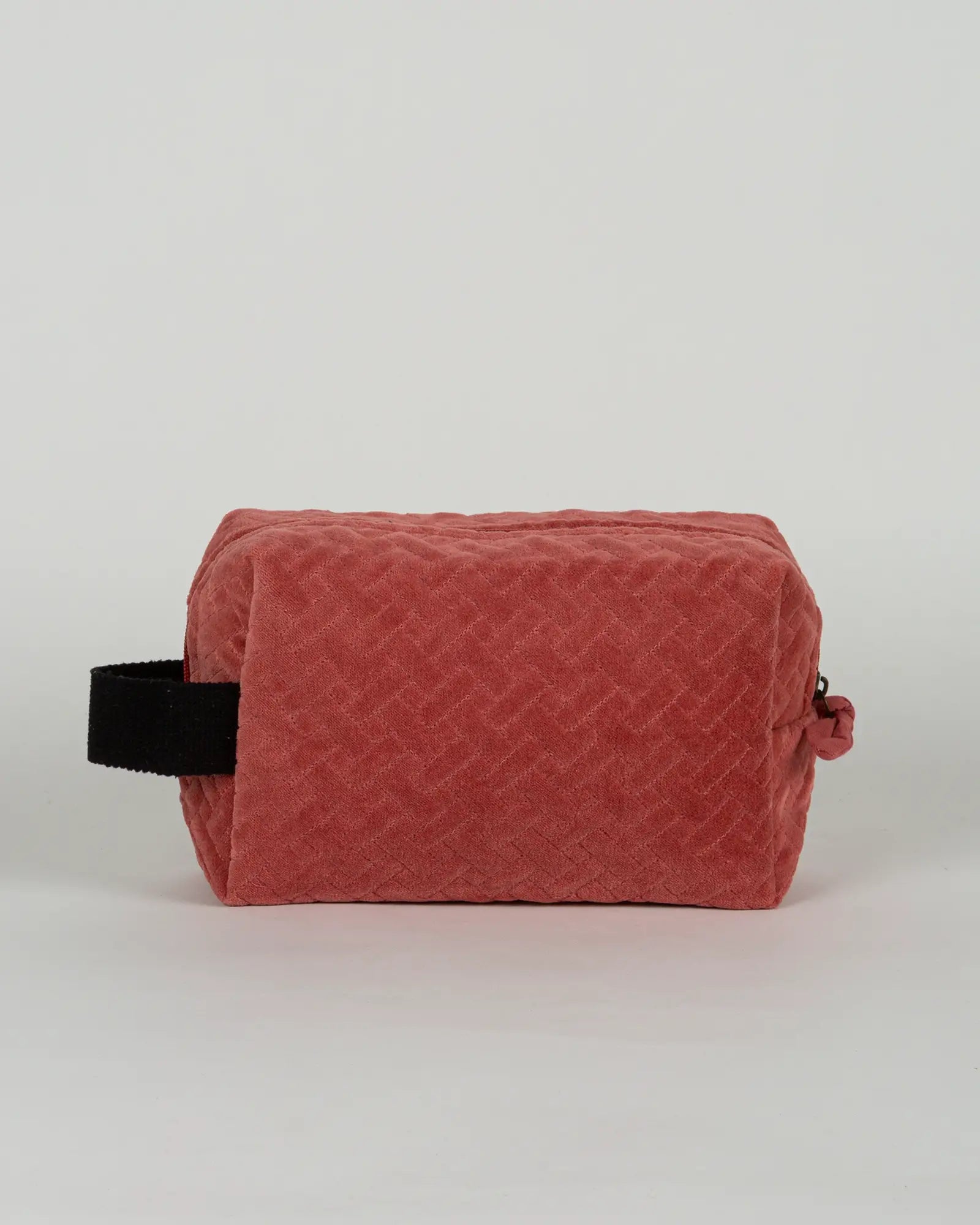 Trousse de toilette en velours côtelé Bokabas, rose framboise, vue de dos