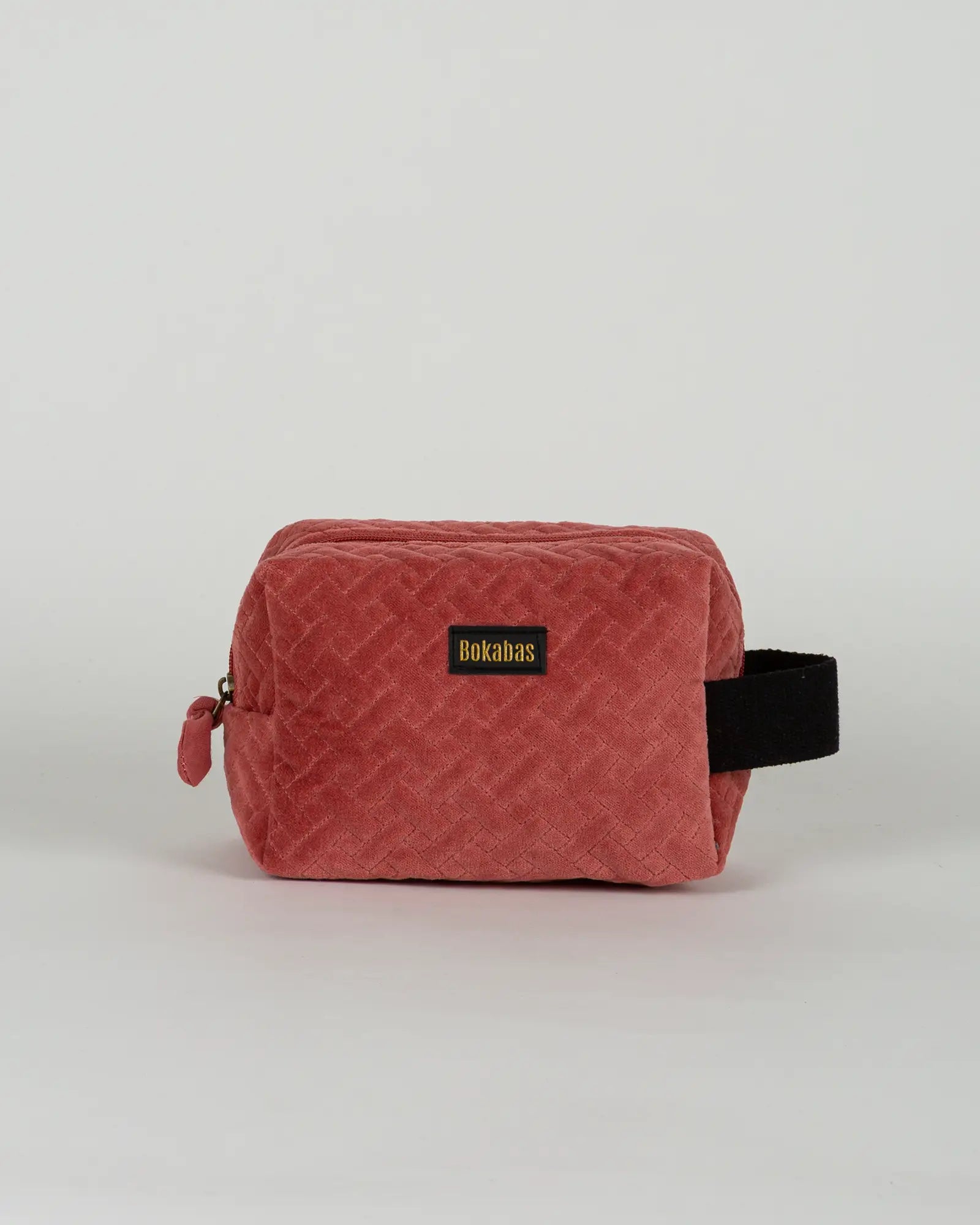 Trousse de toilette en velours côtelé Bokabas, rose framboise, vue de face